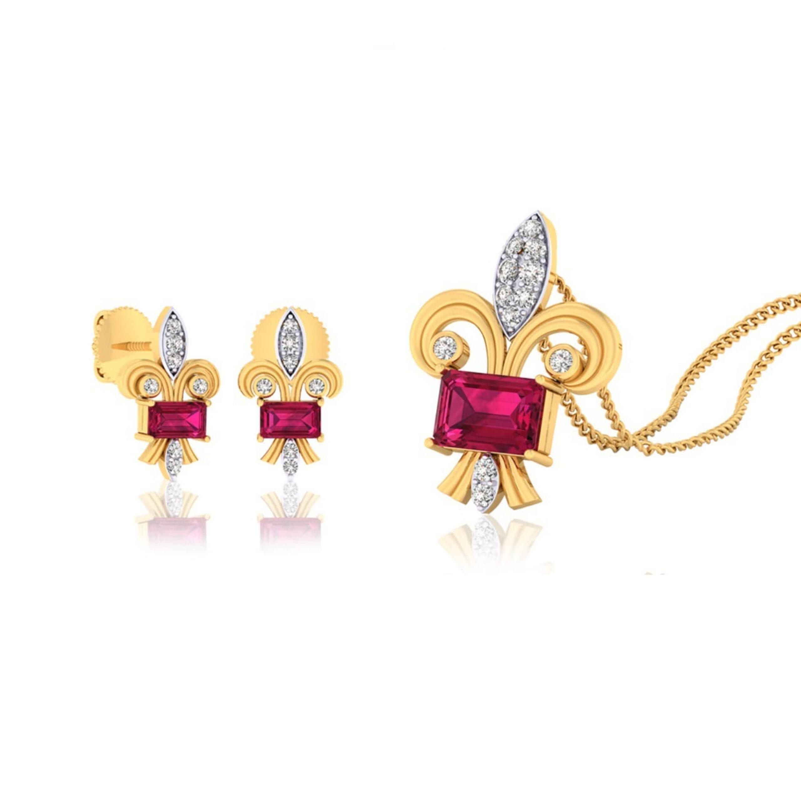 22k gold cz stylish pendant set