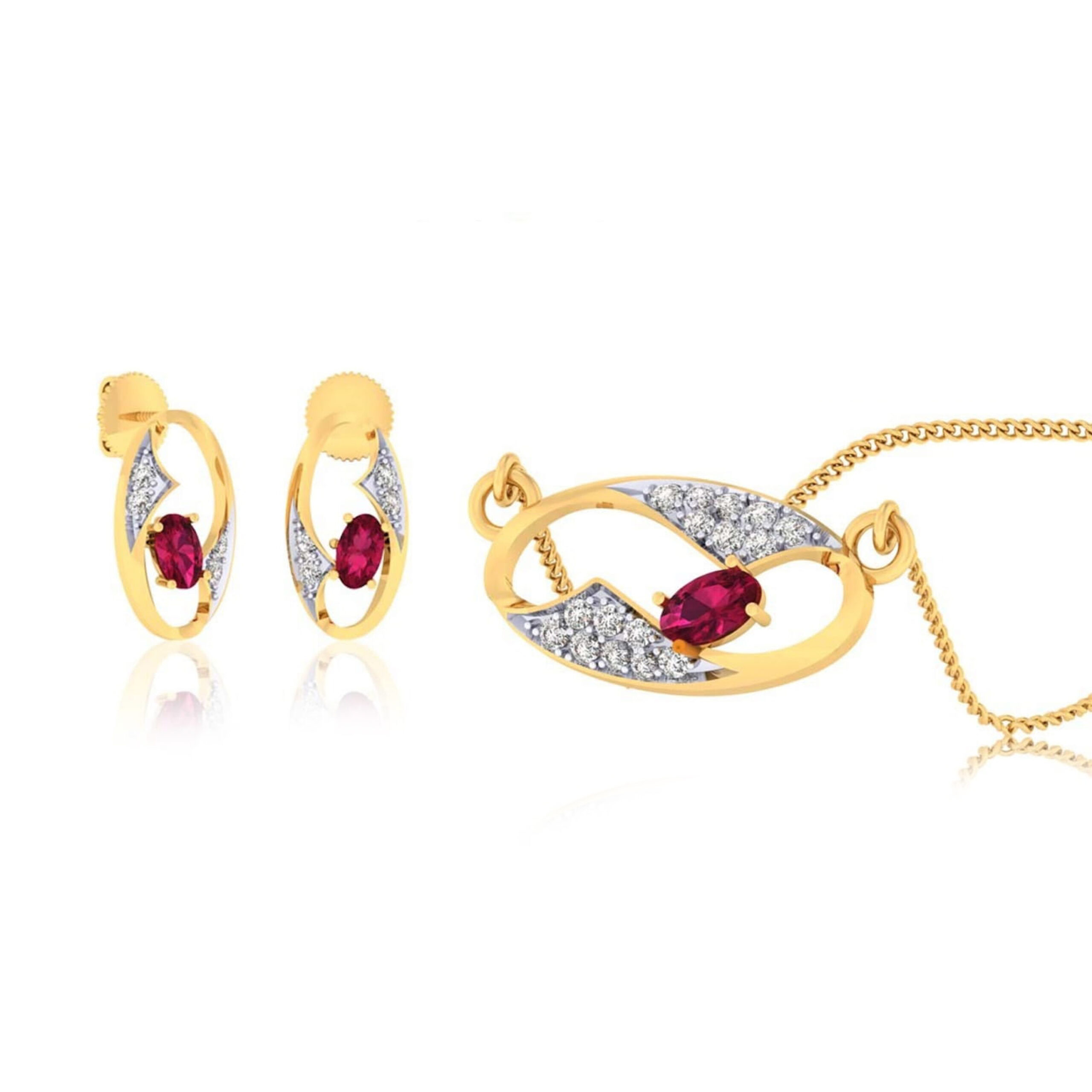 22k gold cz divine lotus pendant set