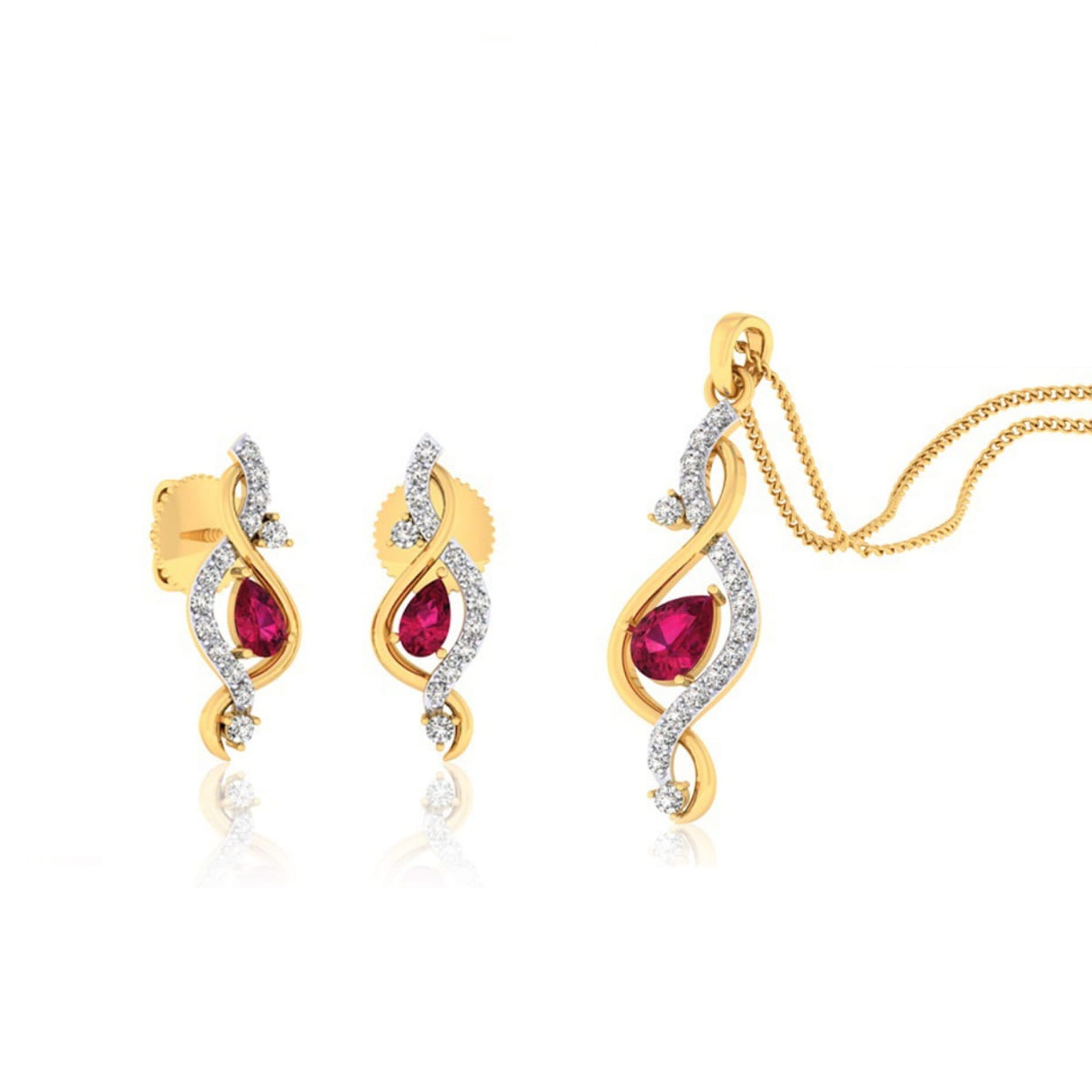 22k gold cz glorious pendant set