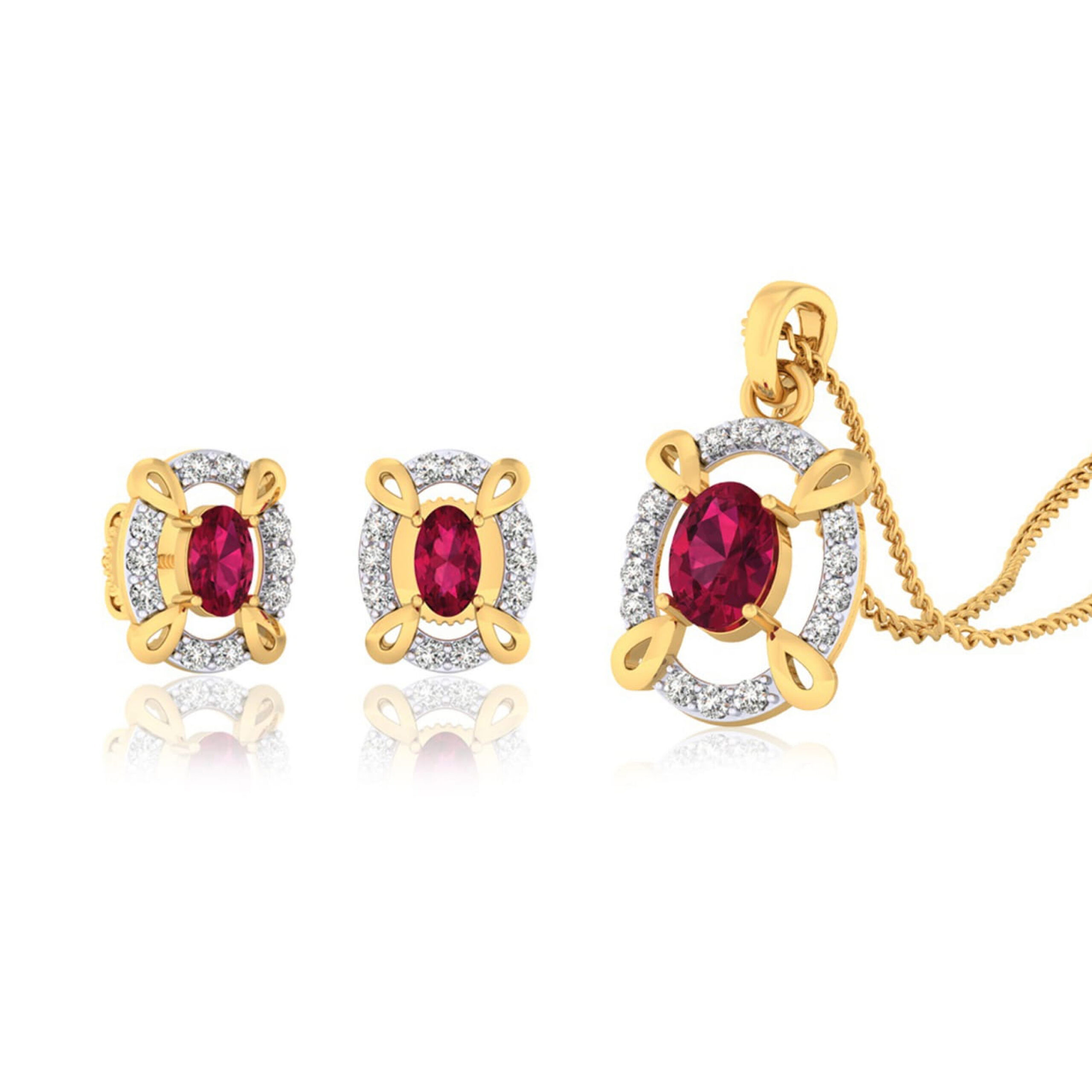 22k gold cz stylish pendant set
