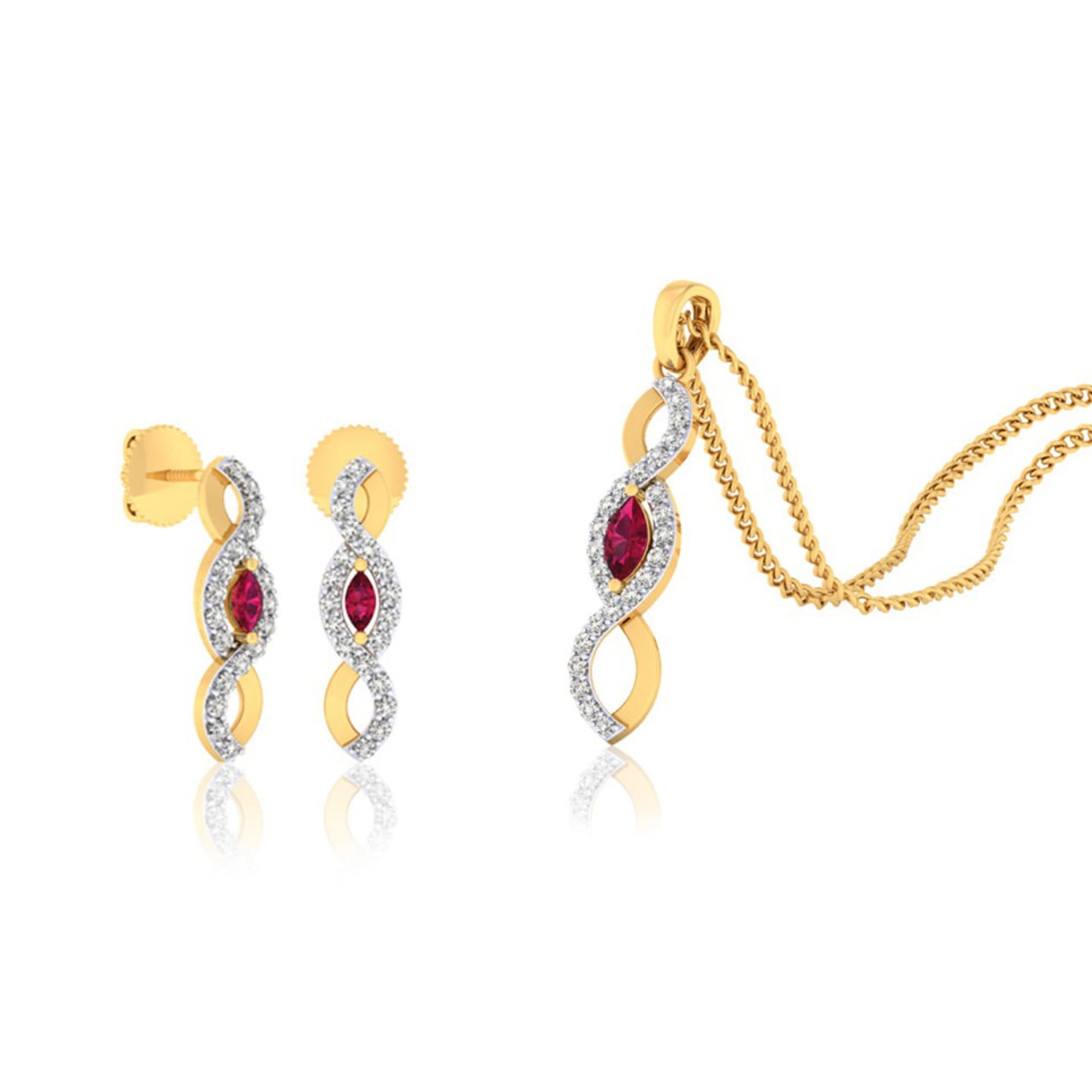 22k gold cz unique pendant set
