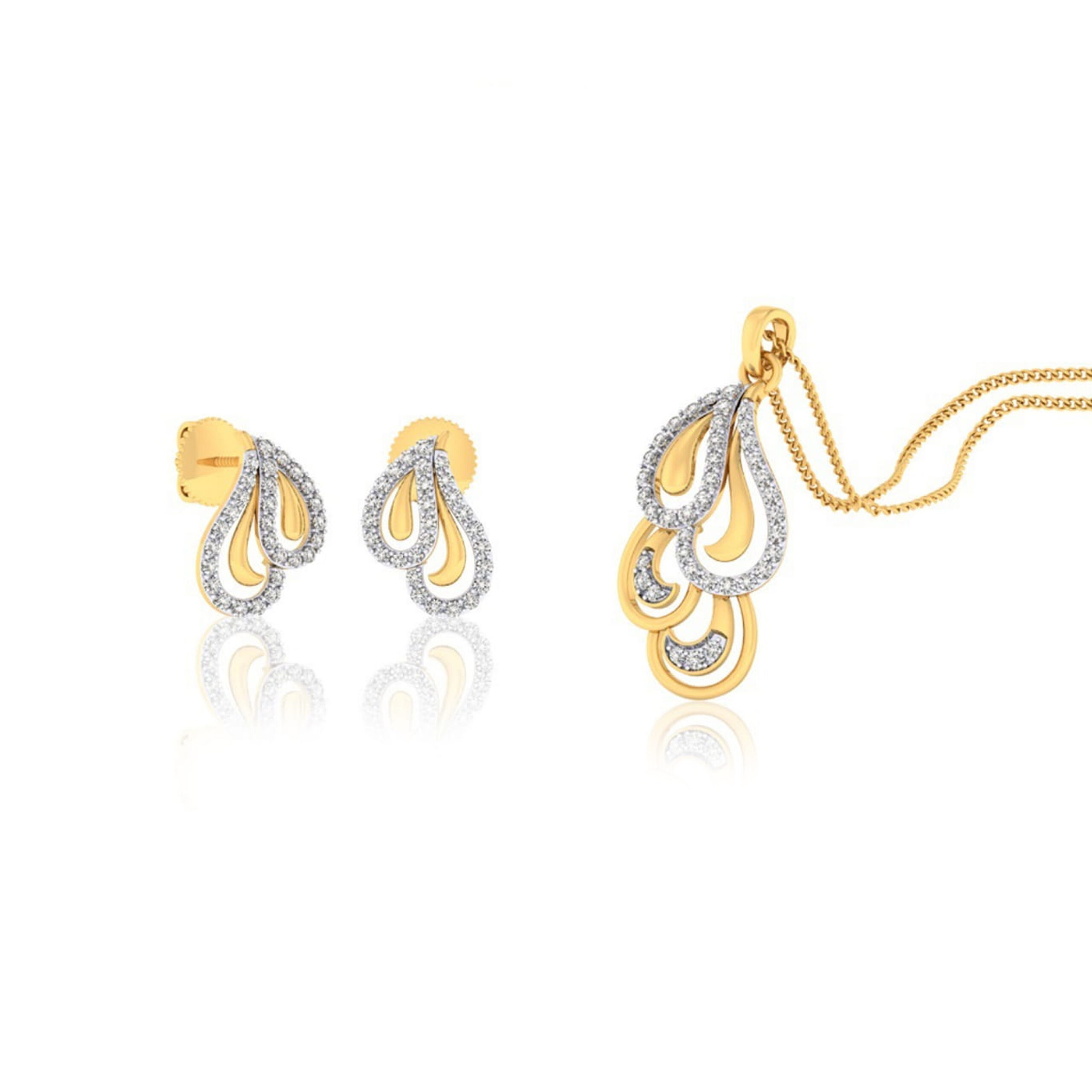 22k gold cz mystic pendant set