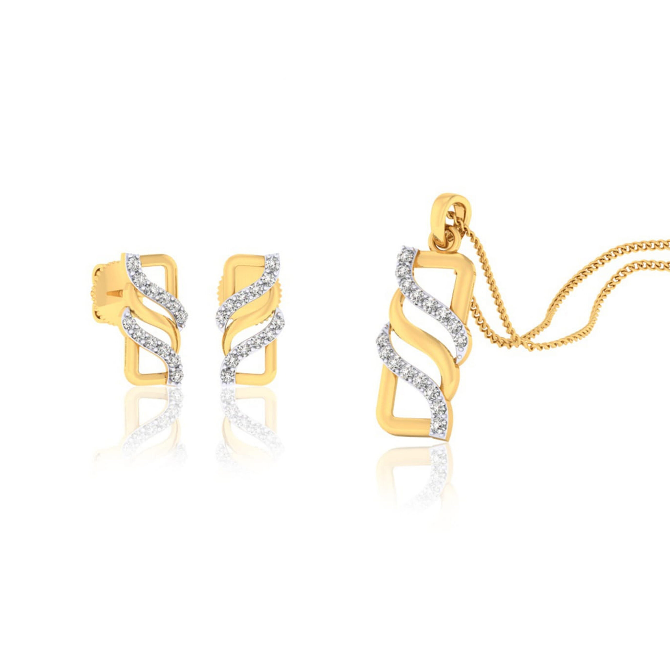22k gold cz rombo pendant set