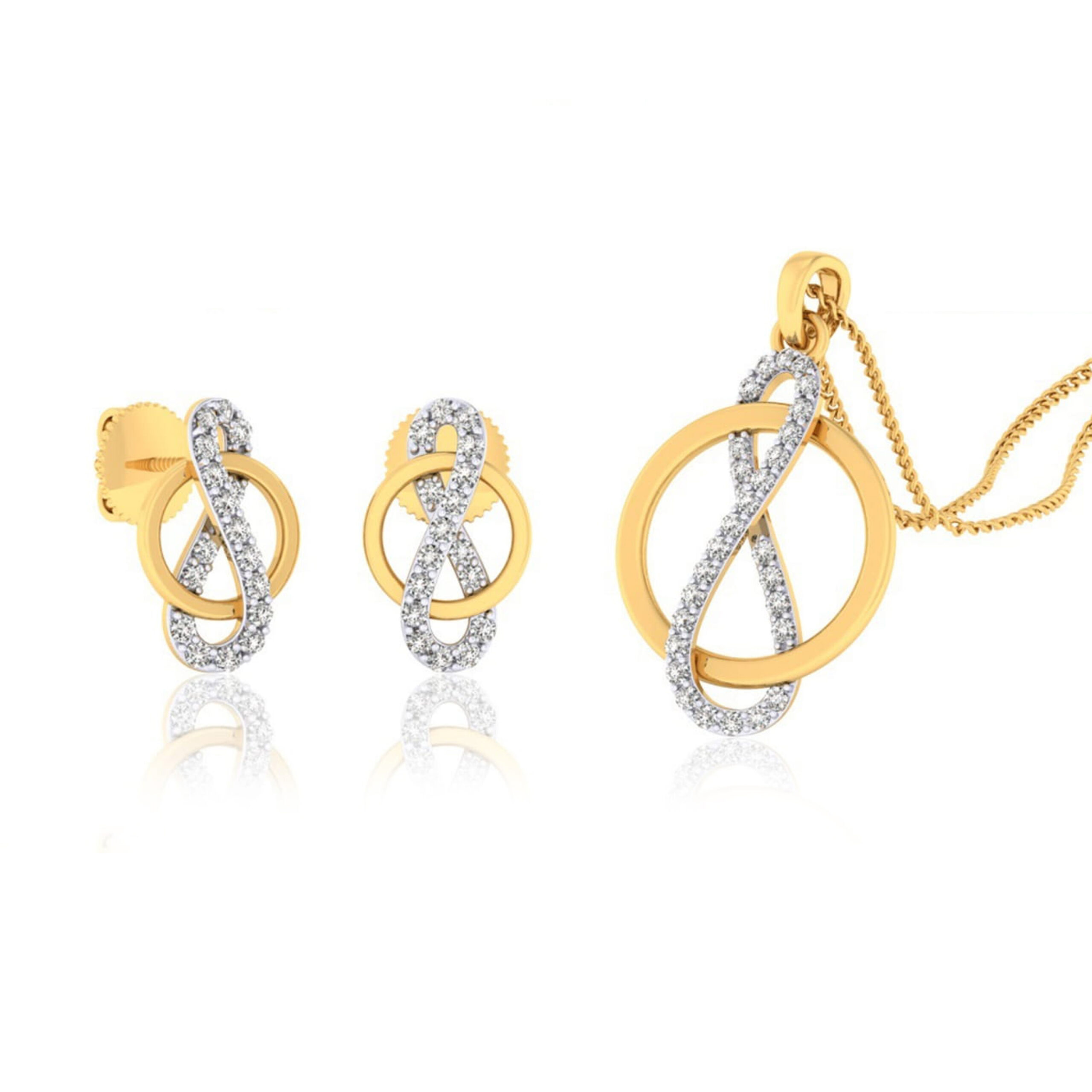 22k gold cz golden pendant set