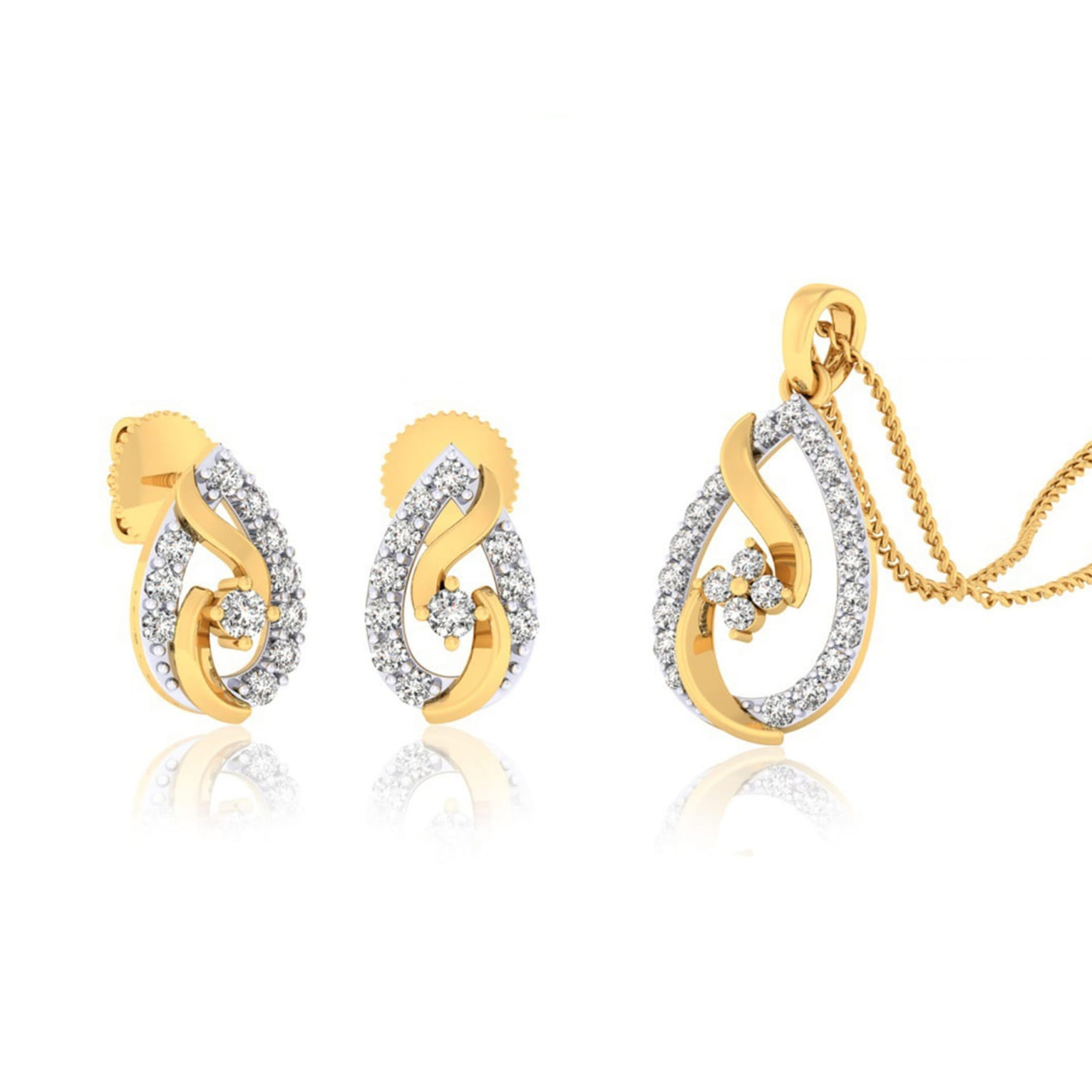 22k gold cz rosy pendant set