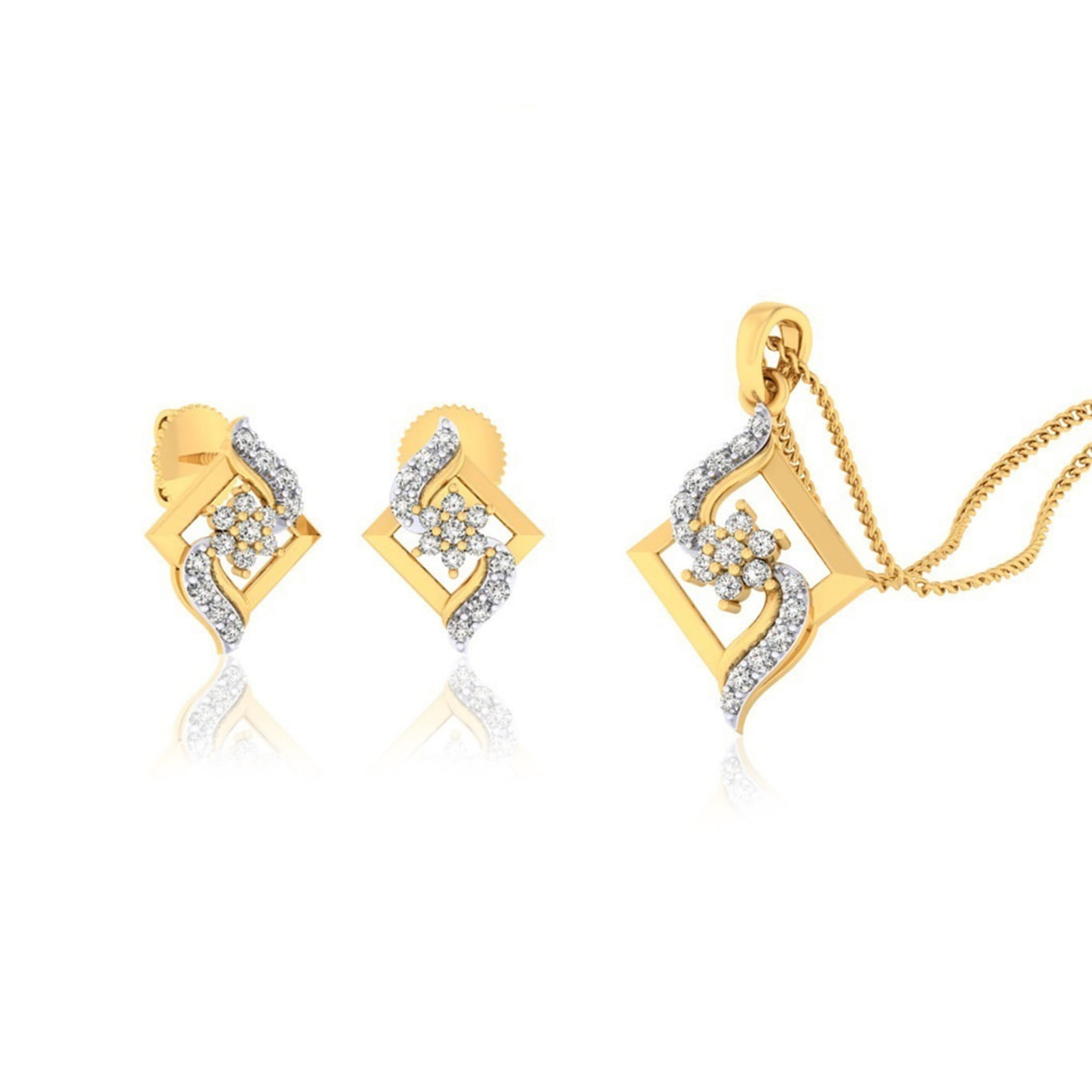 22k gold cz shimmer pendant set