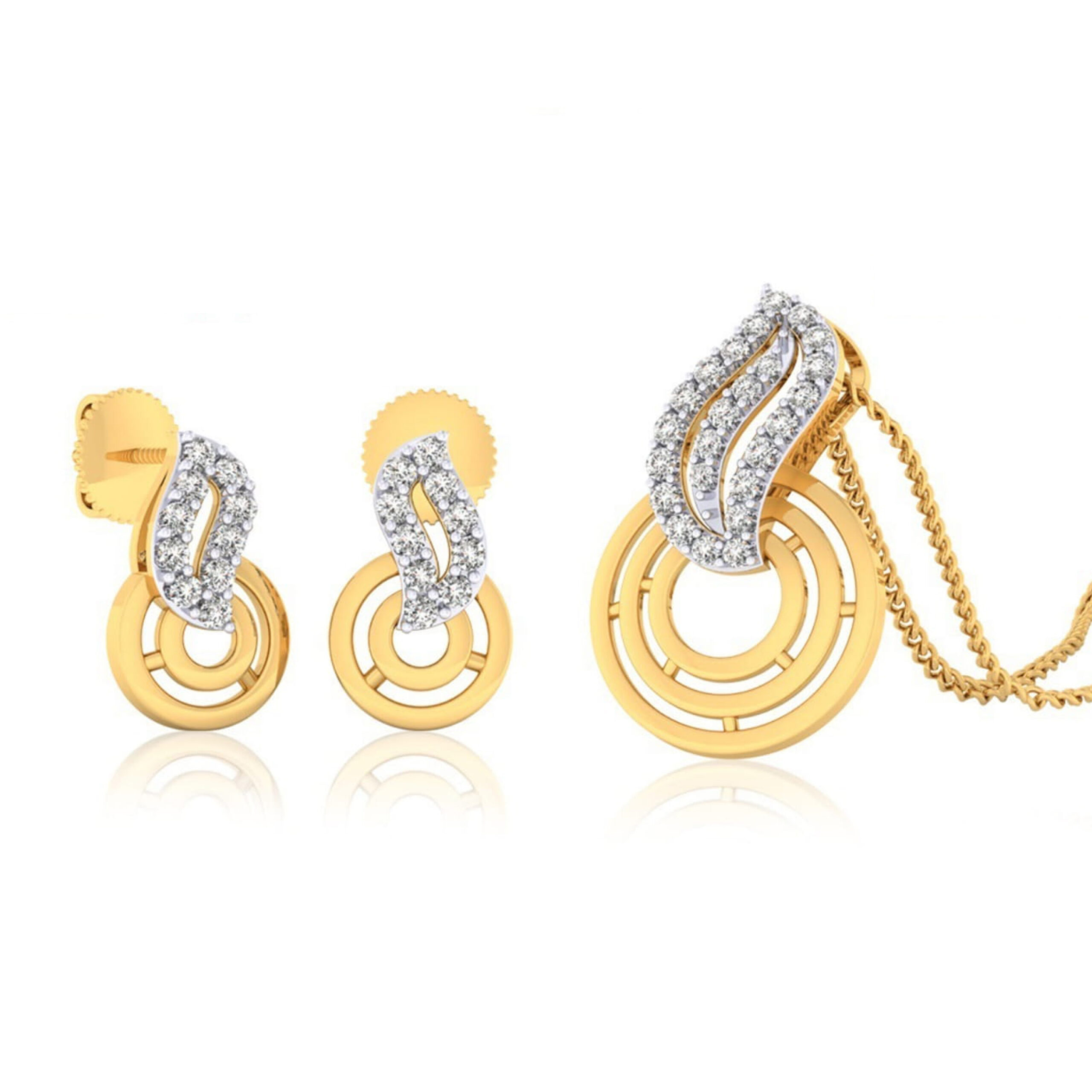 22k gold cz glorious pendant set