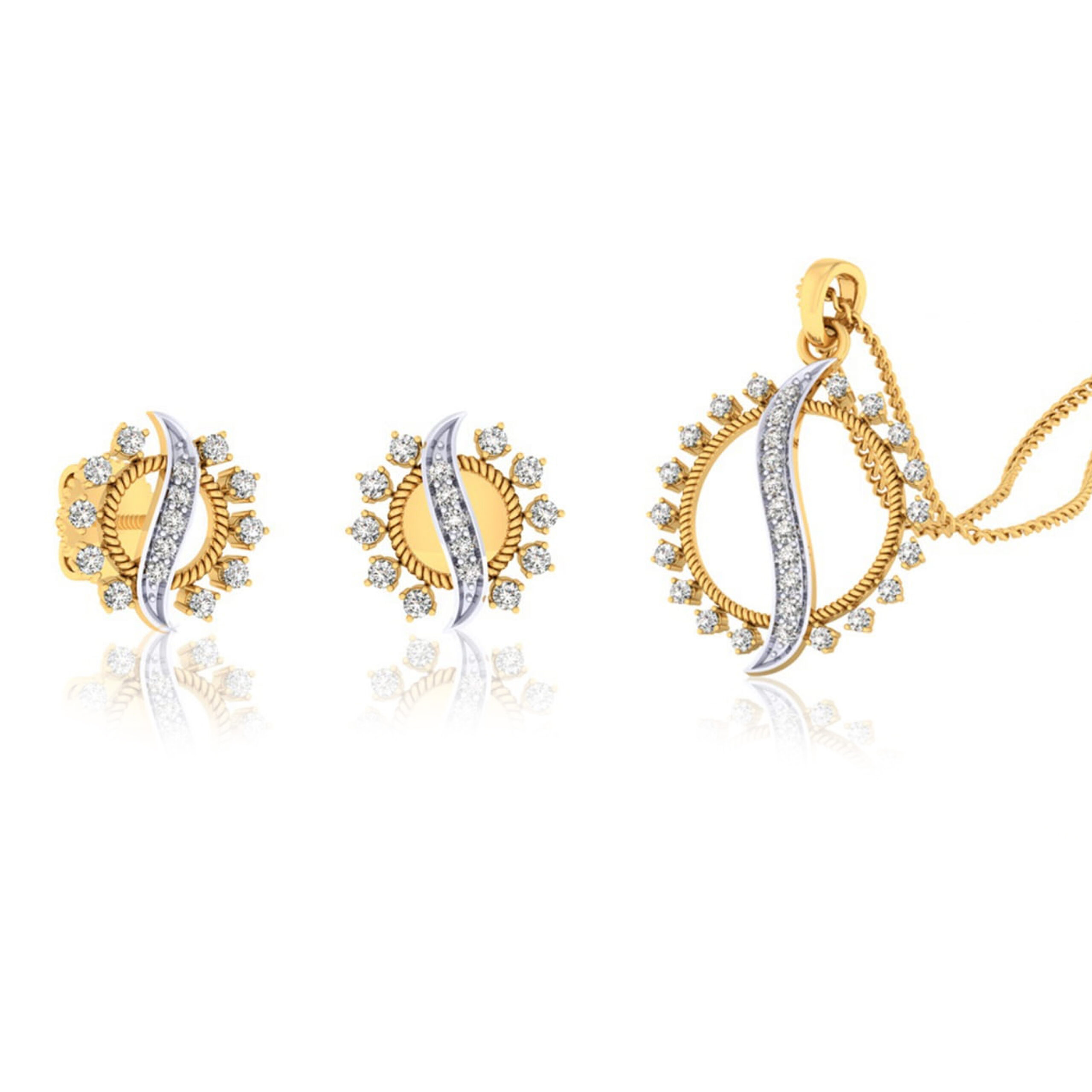 22k gold cz blissful pendant set