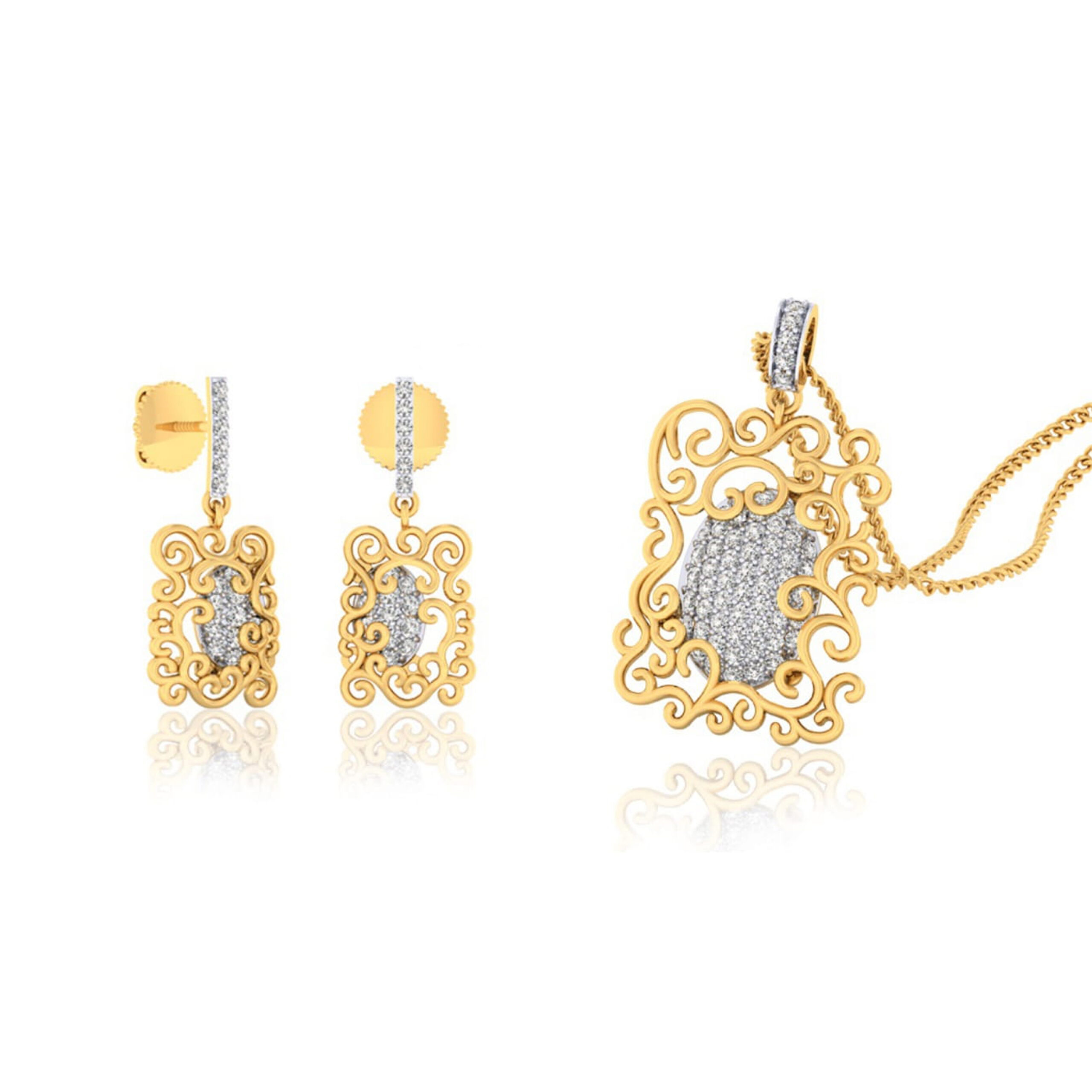 22k gold cz brilliant pendant set