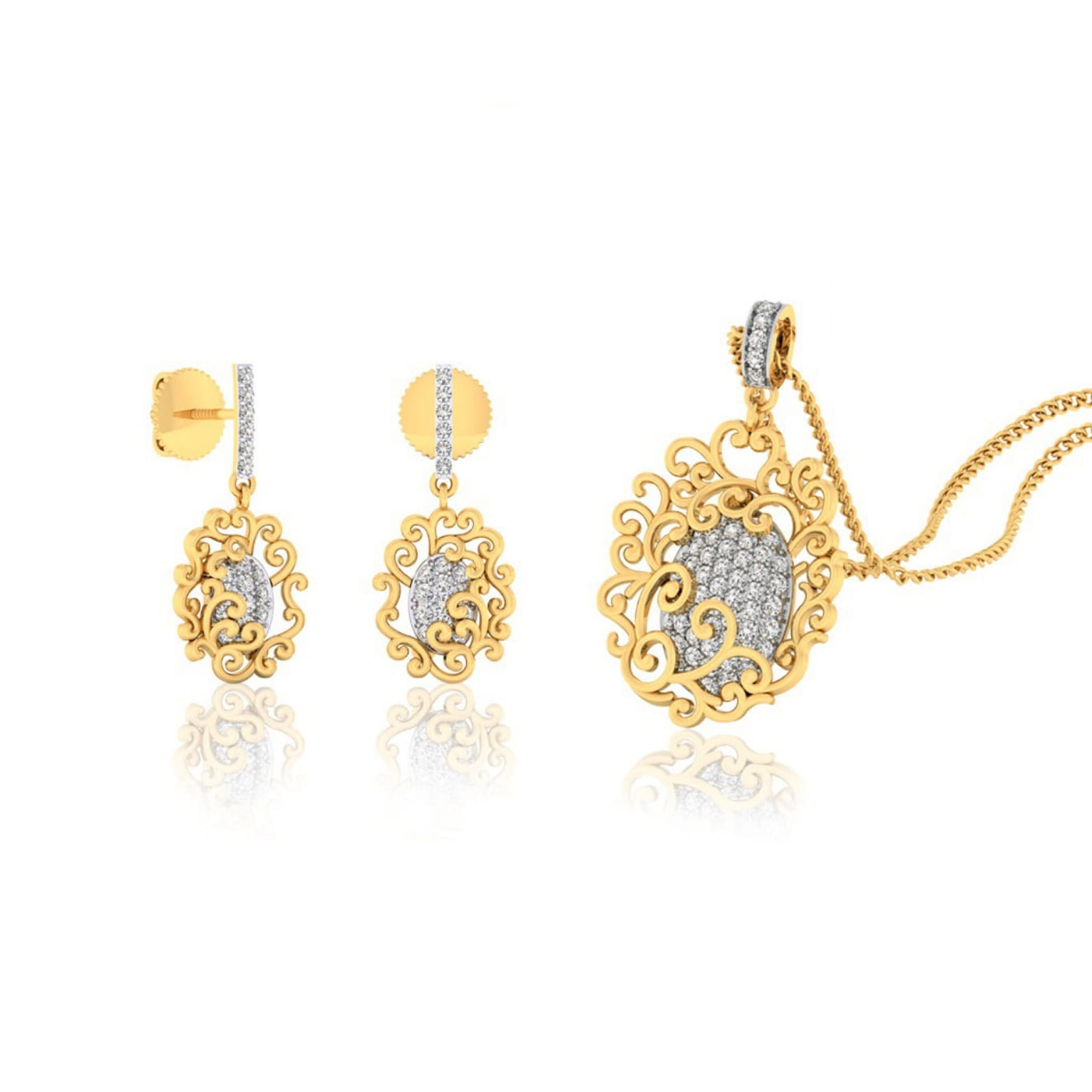 22k gold cz emine pendant set