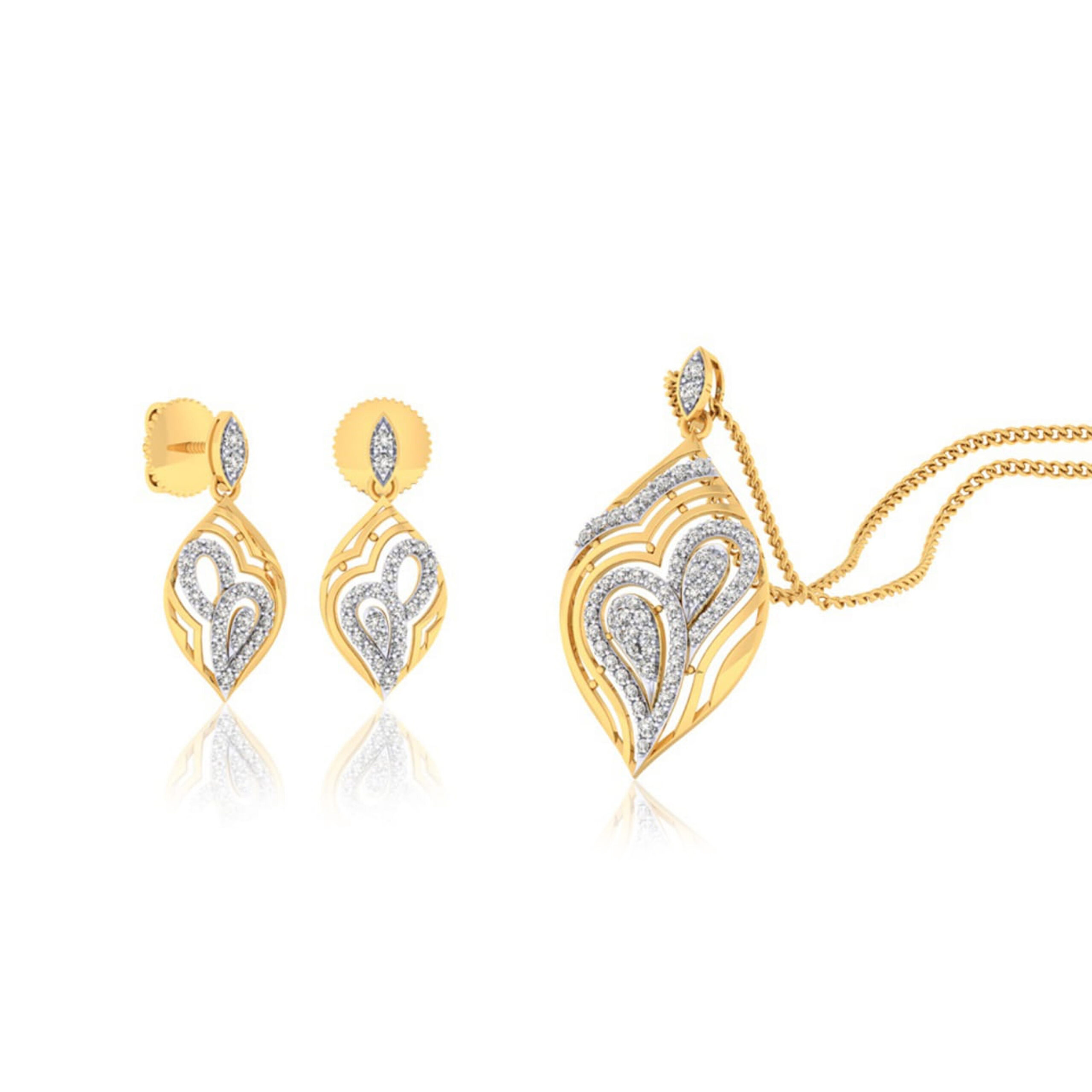22k gold cz pero pendant set