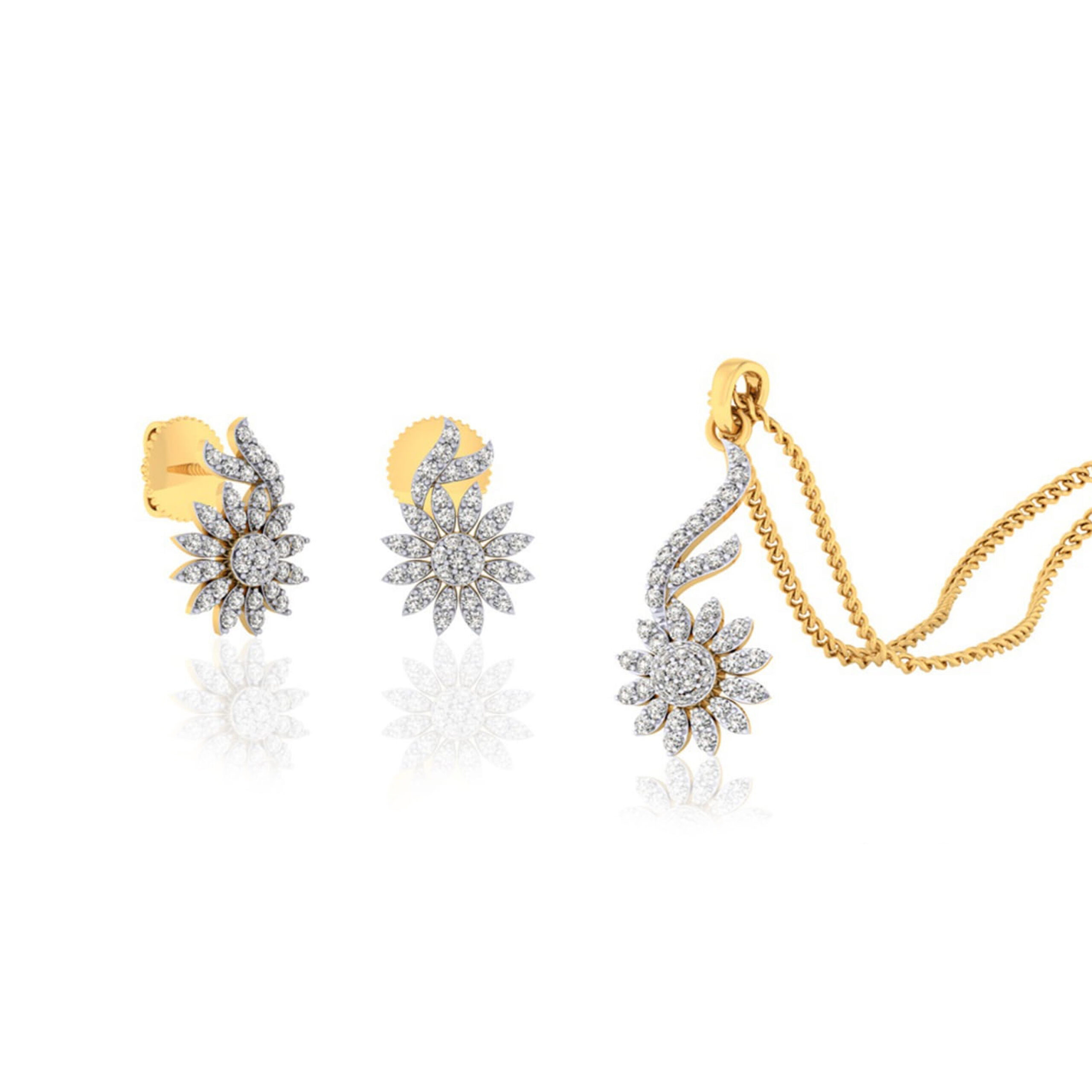 22k gold cz amora pendant set