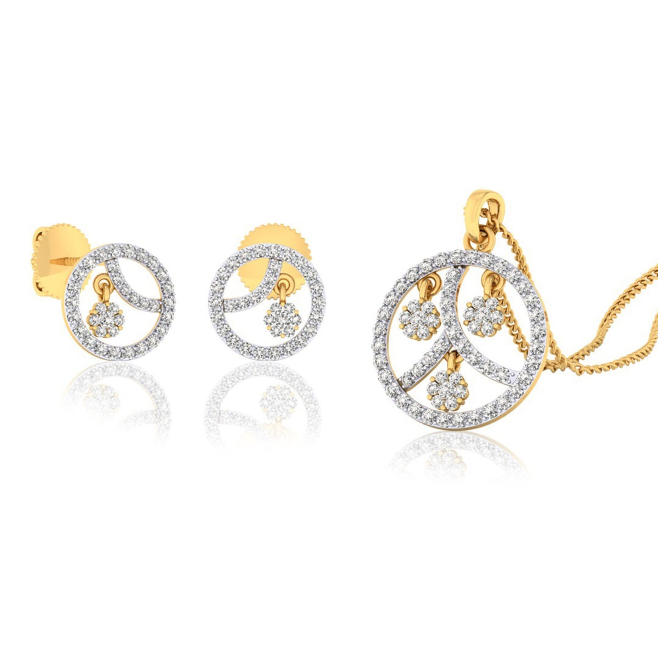 22k gold cz gracious pendant set