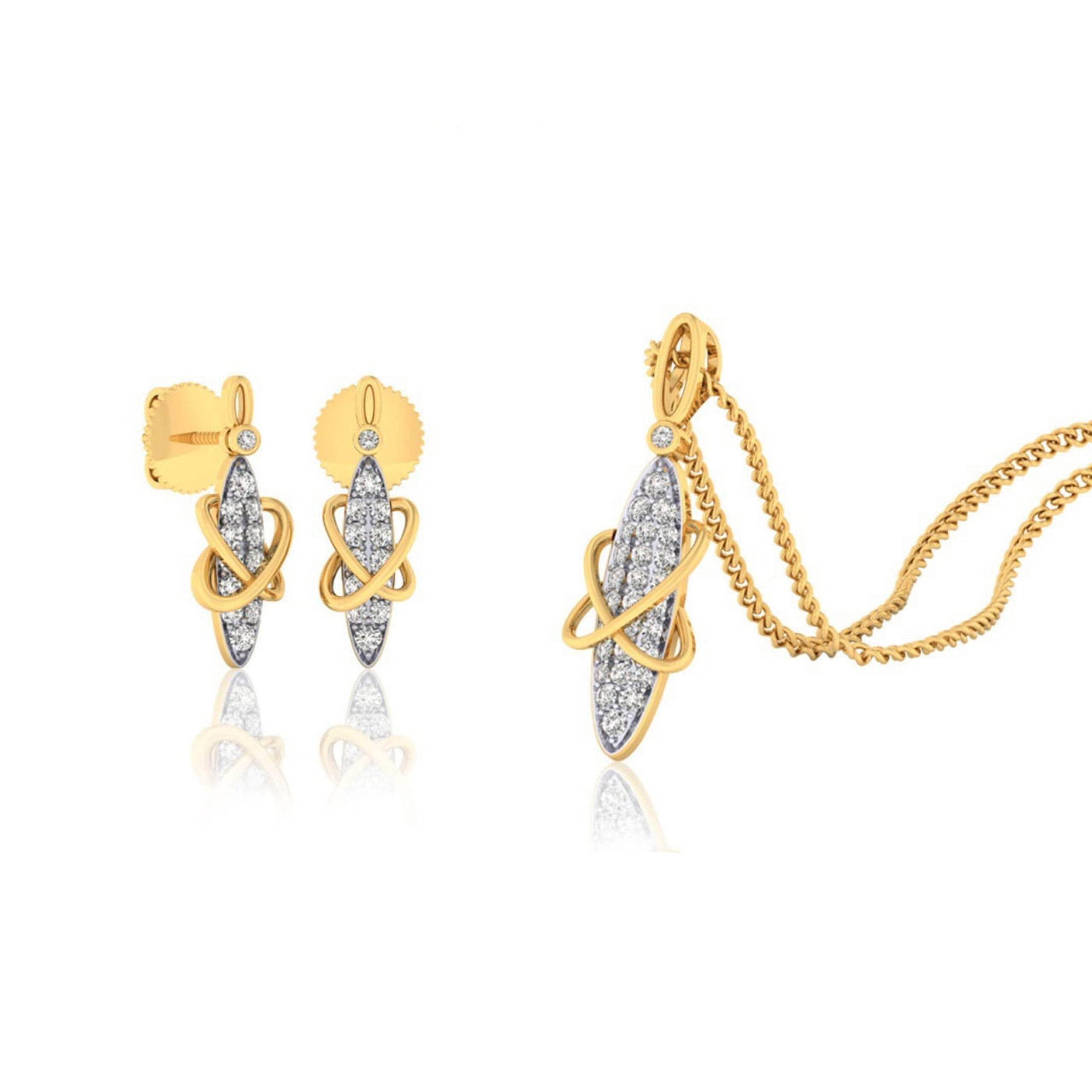 22k gold cz lilly whirl pendant set