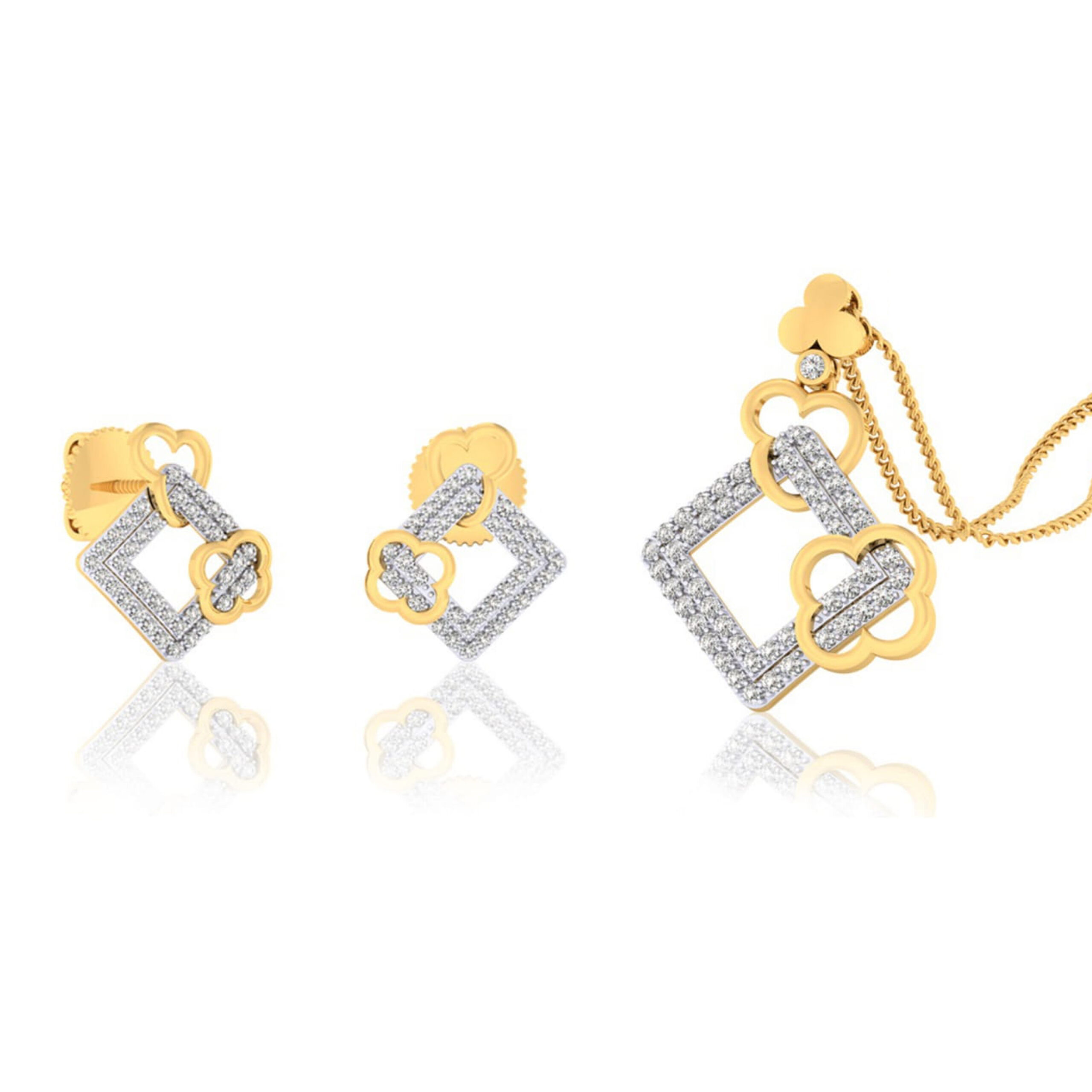 22k gold cz interloop pendant set
