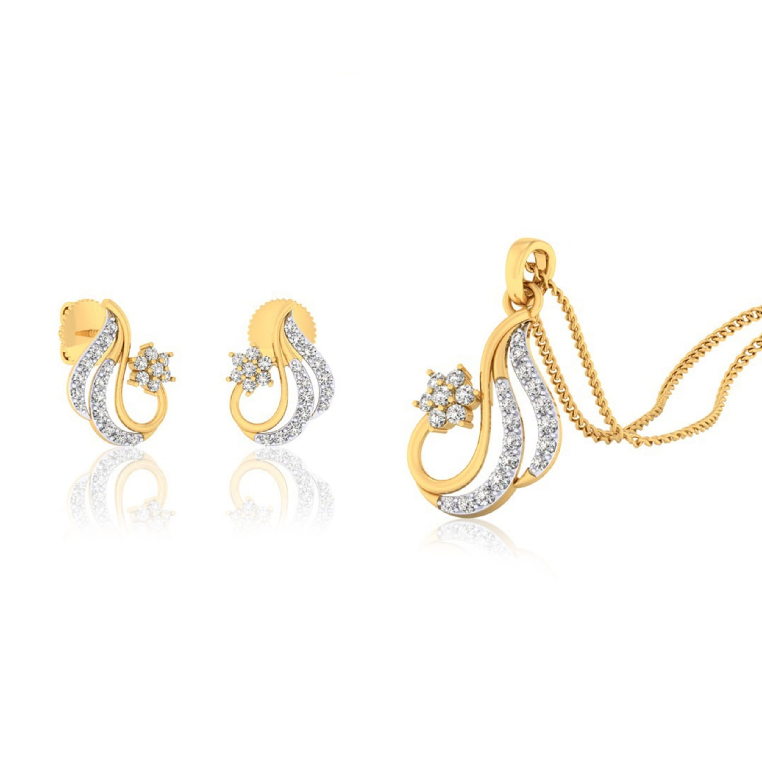 22k gold cz eyana pendant set