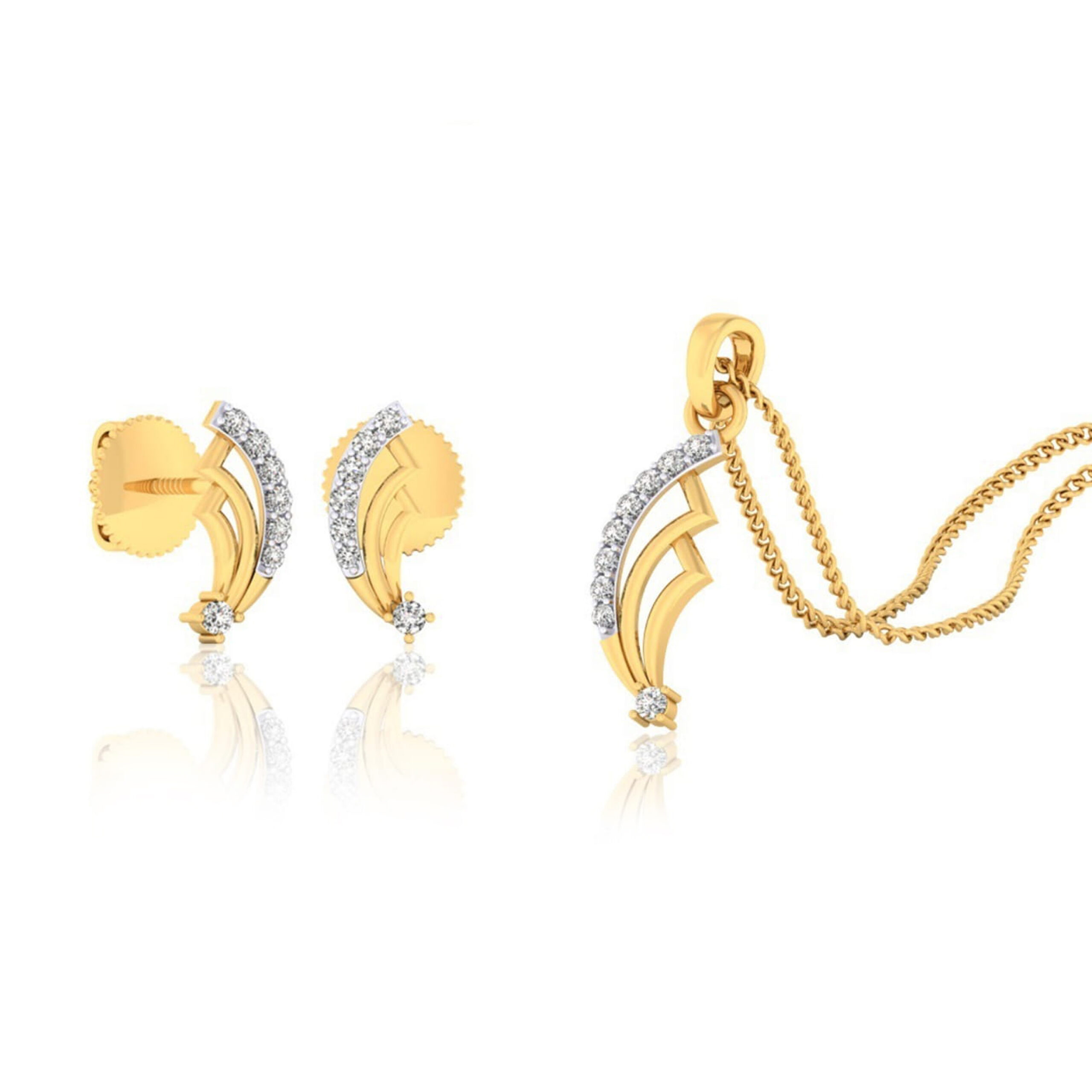 22k gold cz clarie curve pendant set