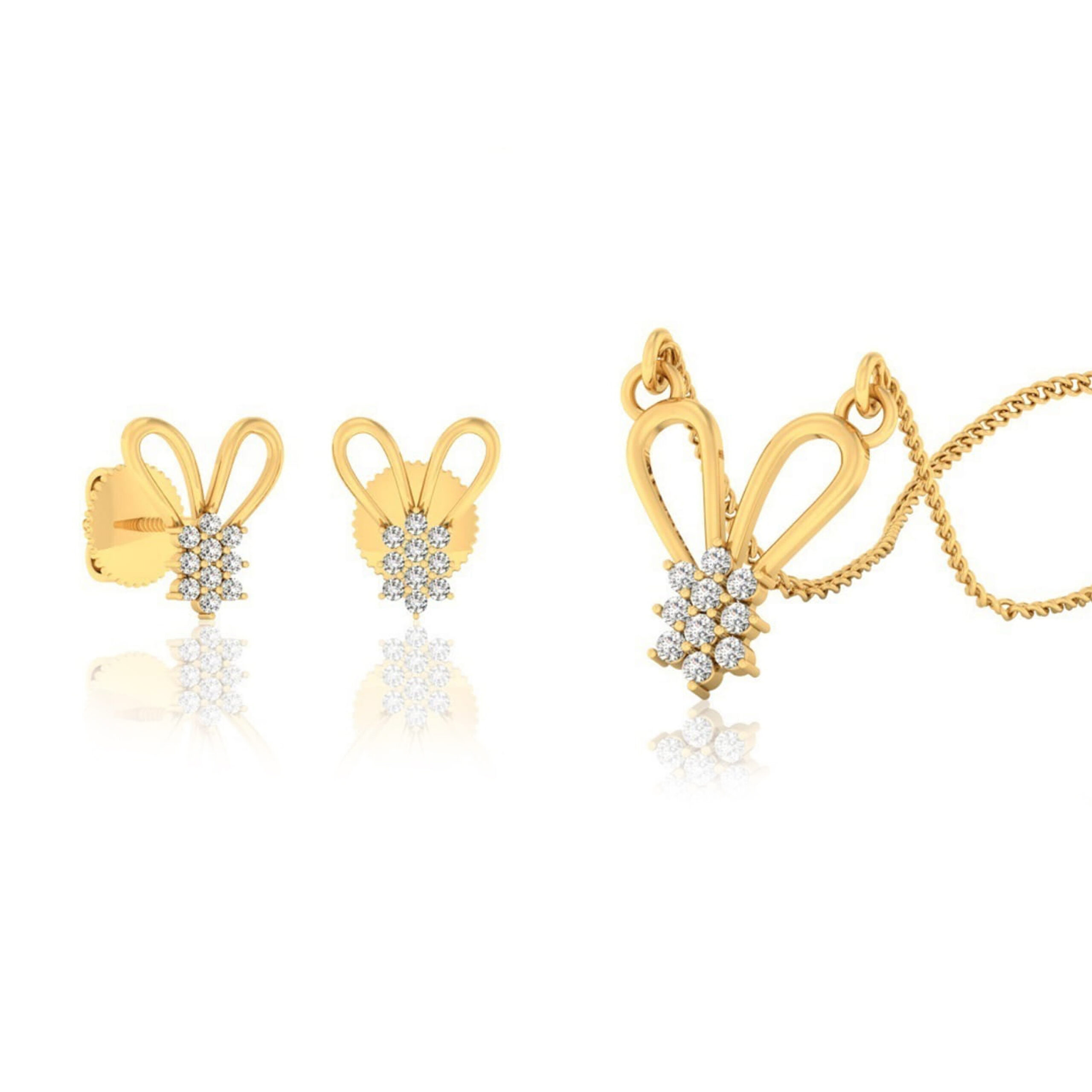 22k gold cz love pendant set