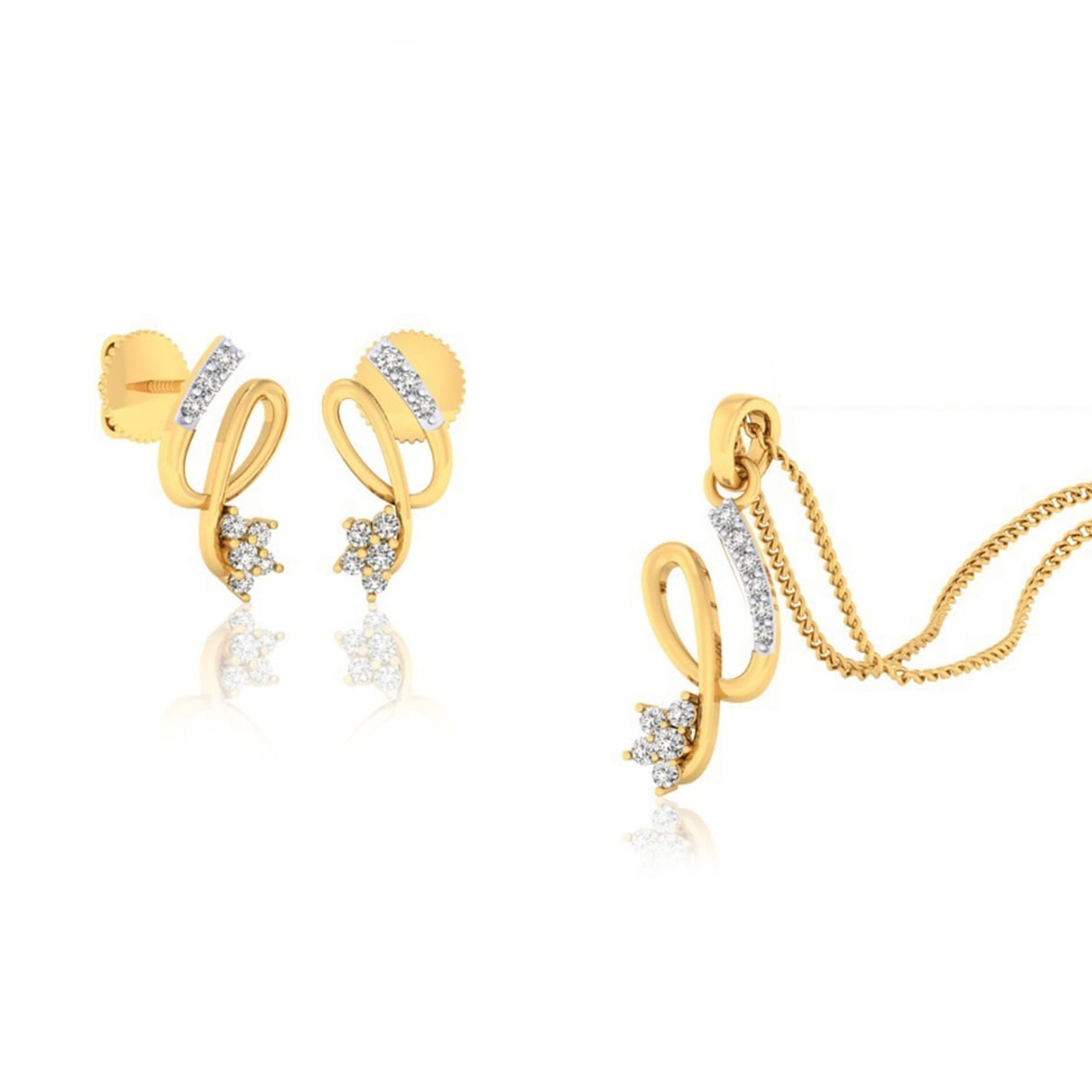 22k gold cz twill pendant set