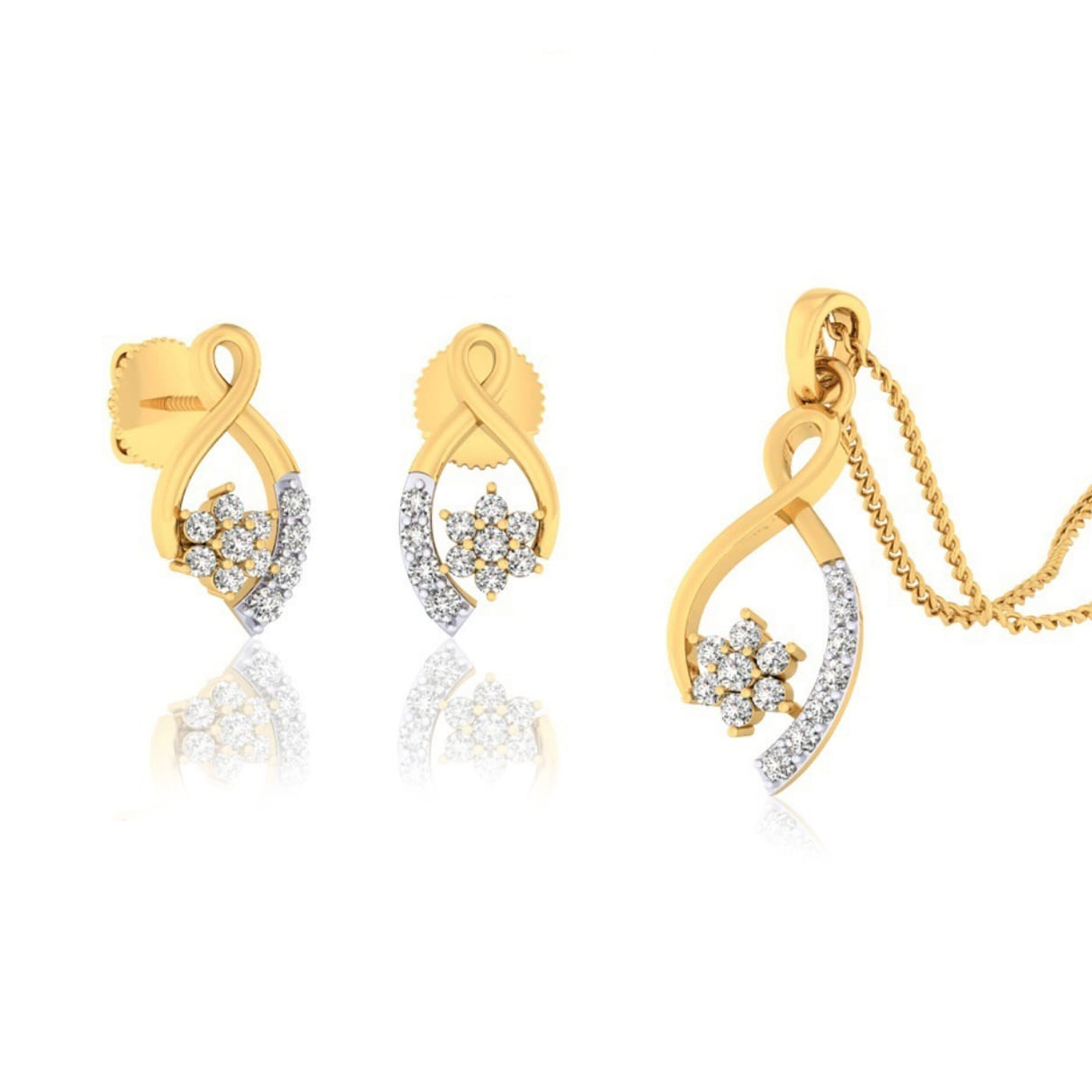 22k gold cz dazzing pendant set