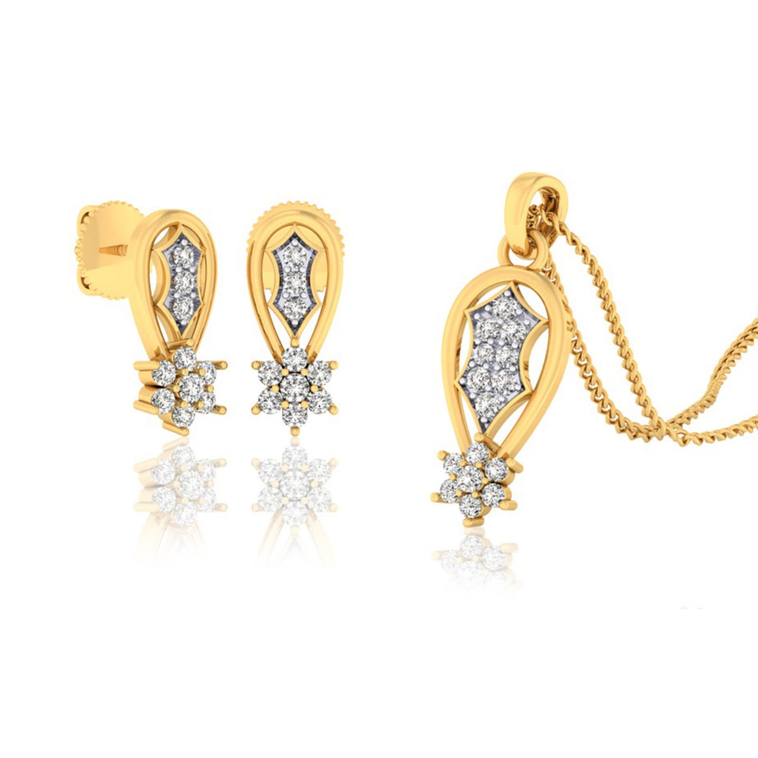 22k gold cz valora pendant set