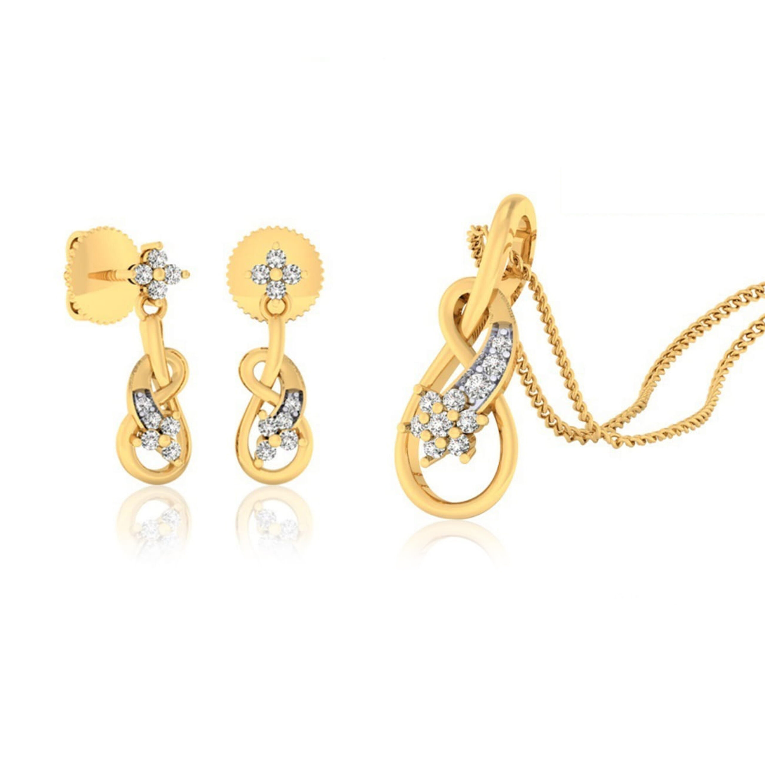 22k gold cz mosaic pendant set