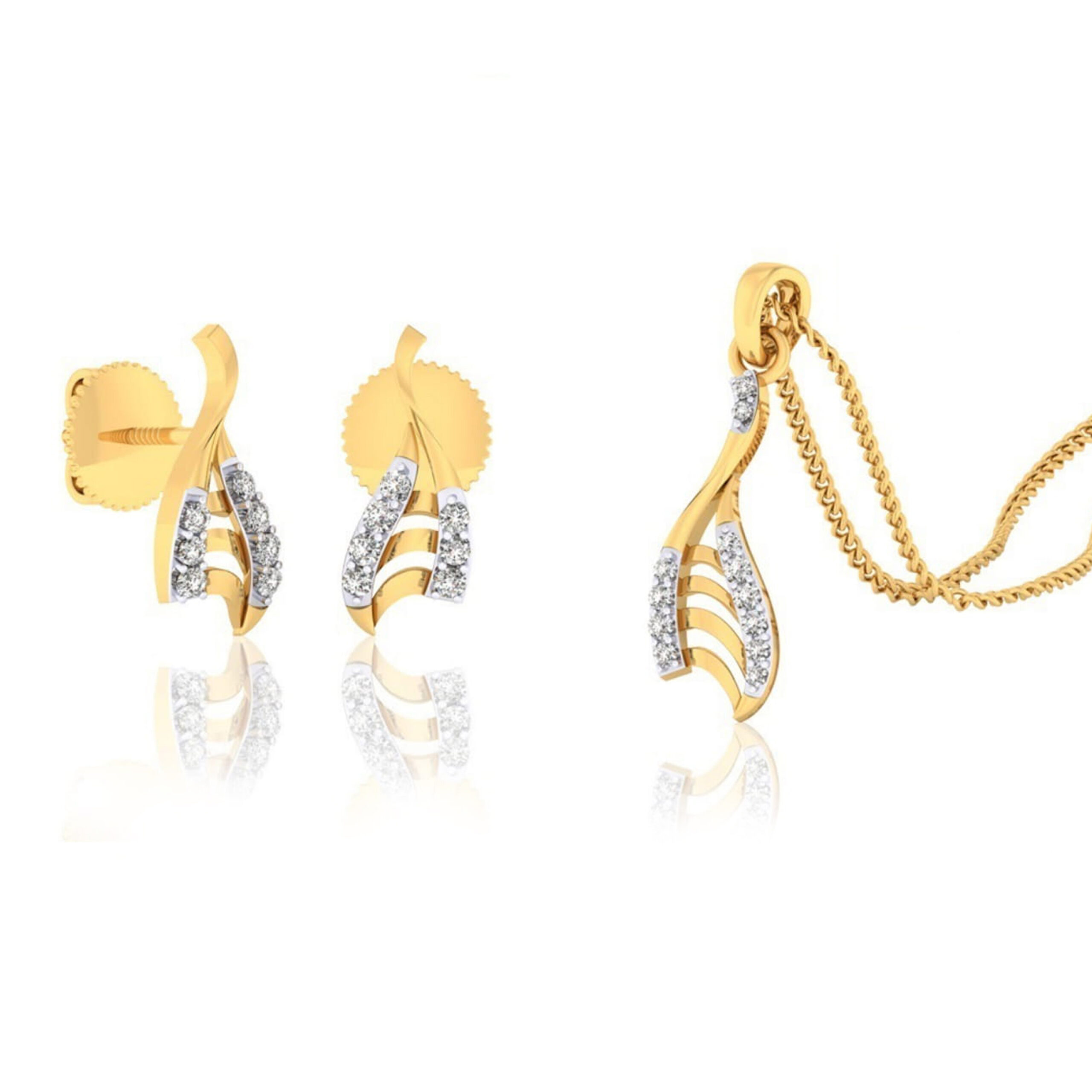 22k gold cz bloom pretty pendant set