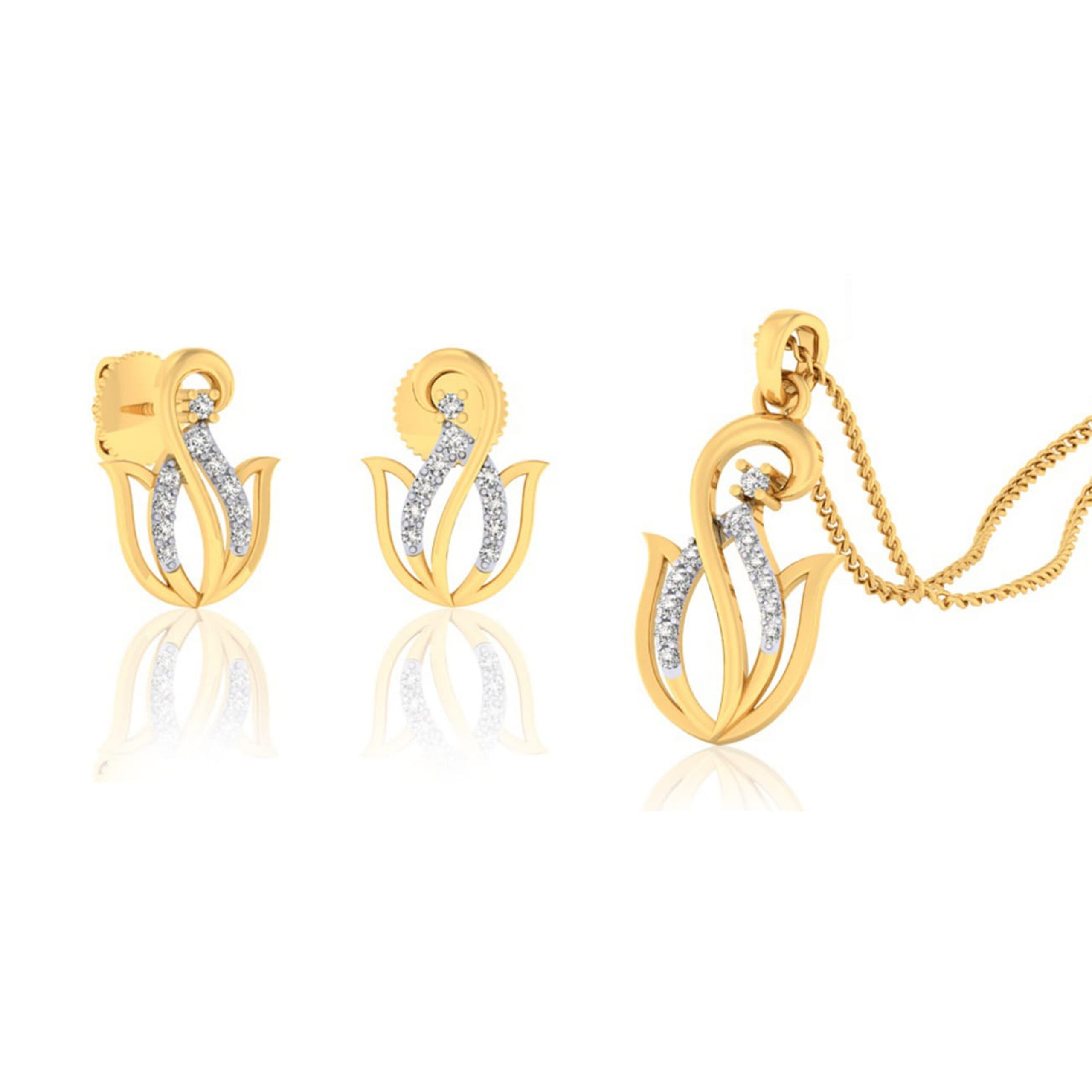 22k gold cz trendy pendant set