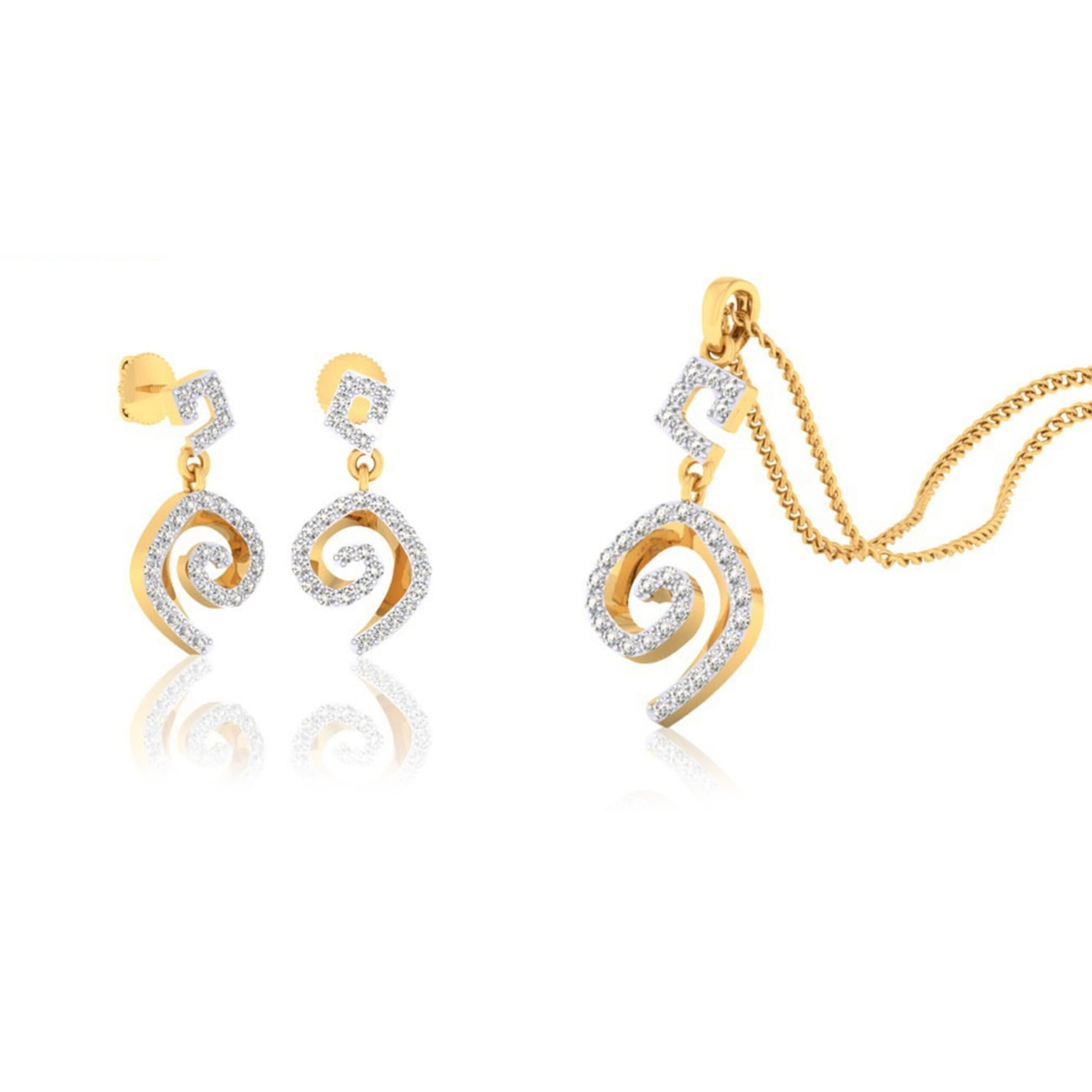22k gold cz fancy pendant set