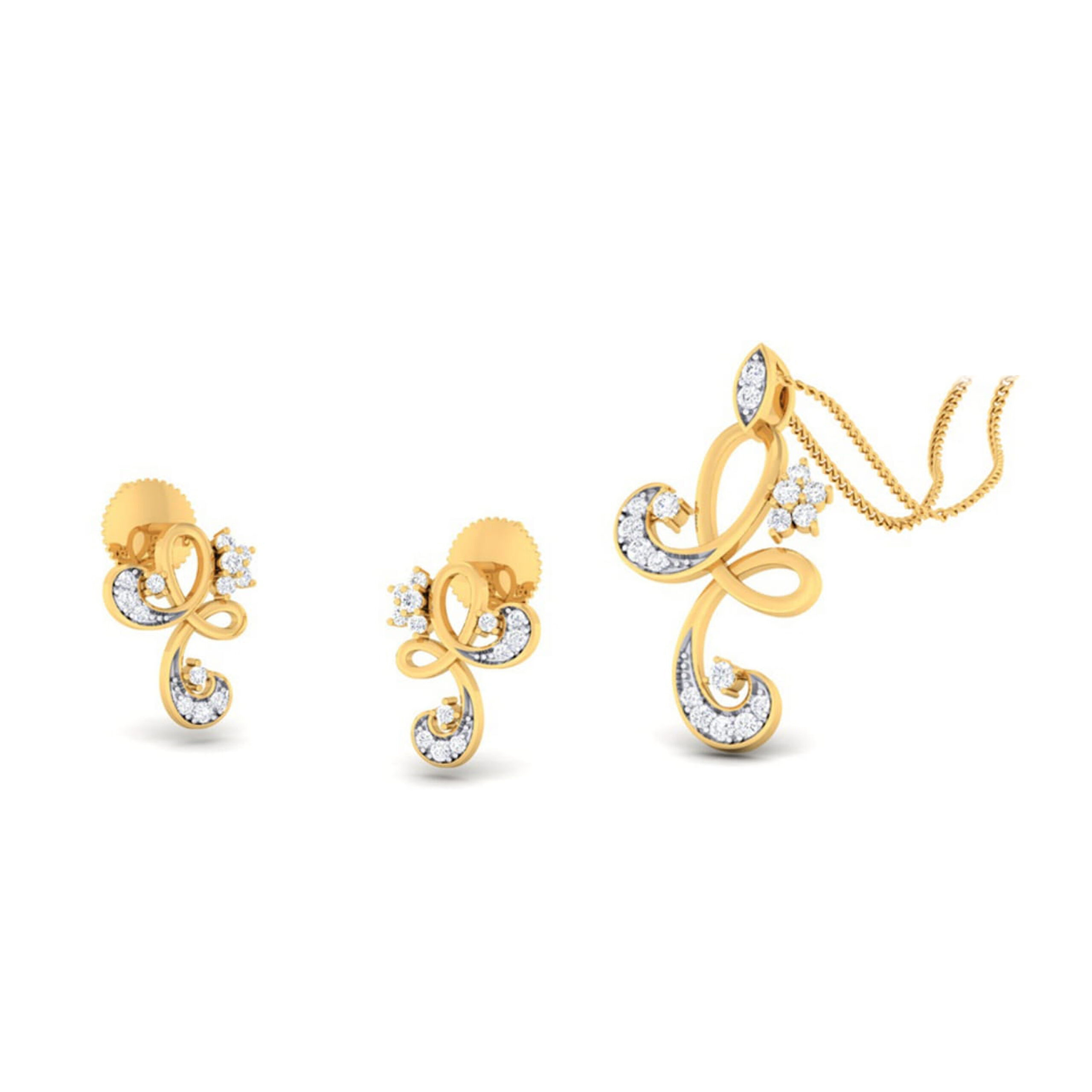 22k gold cz valora pendant set