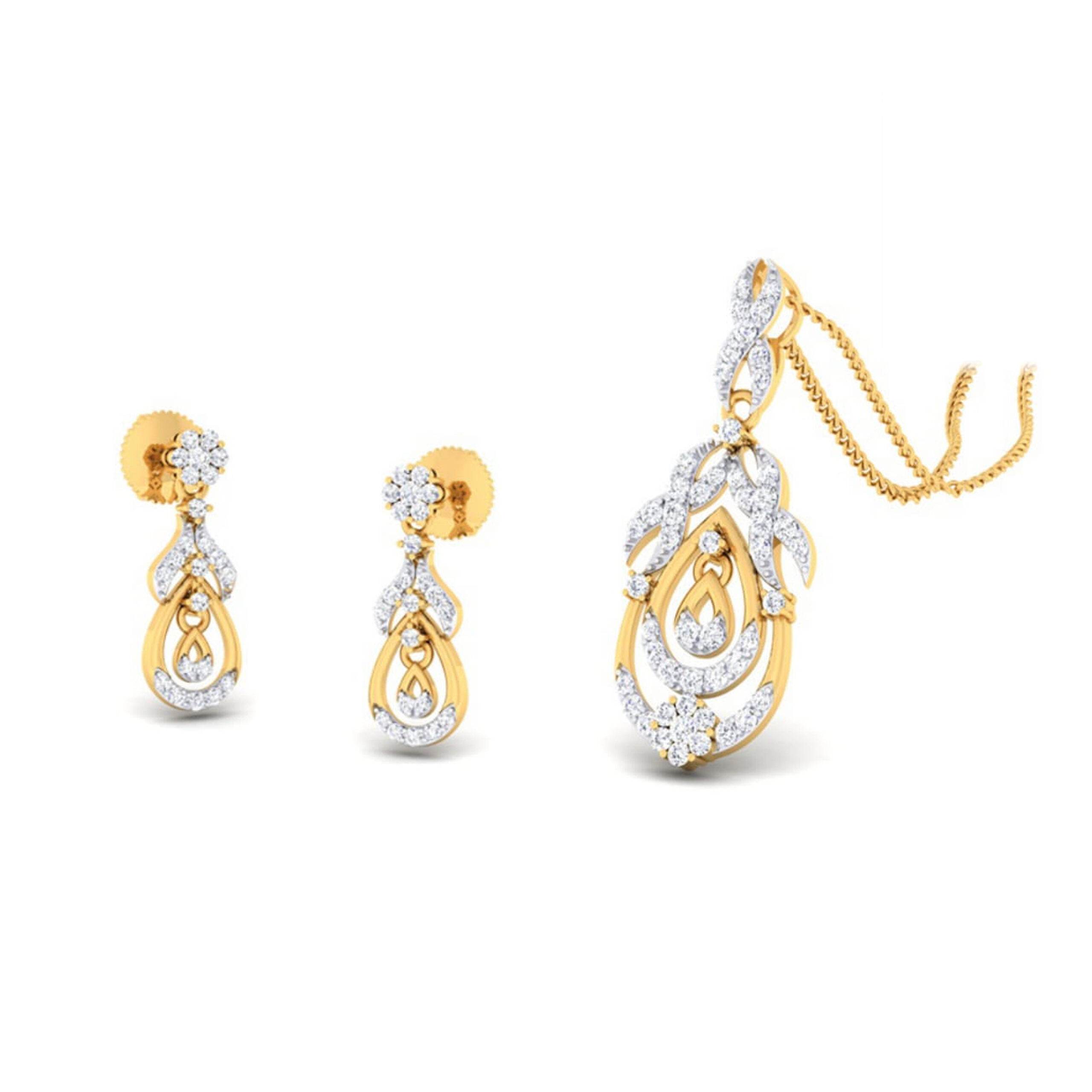 22k gold cz cody pendant set