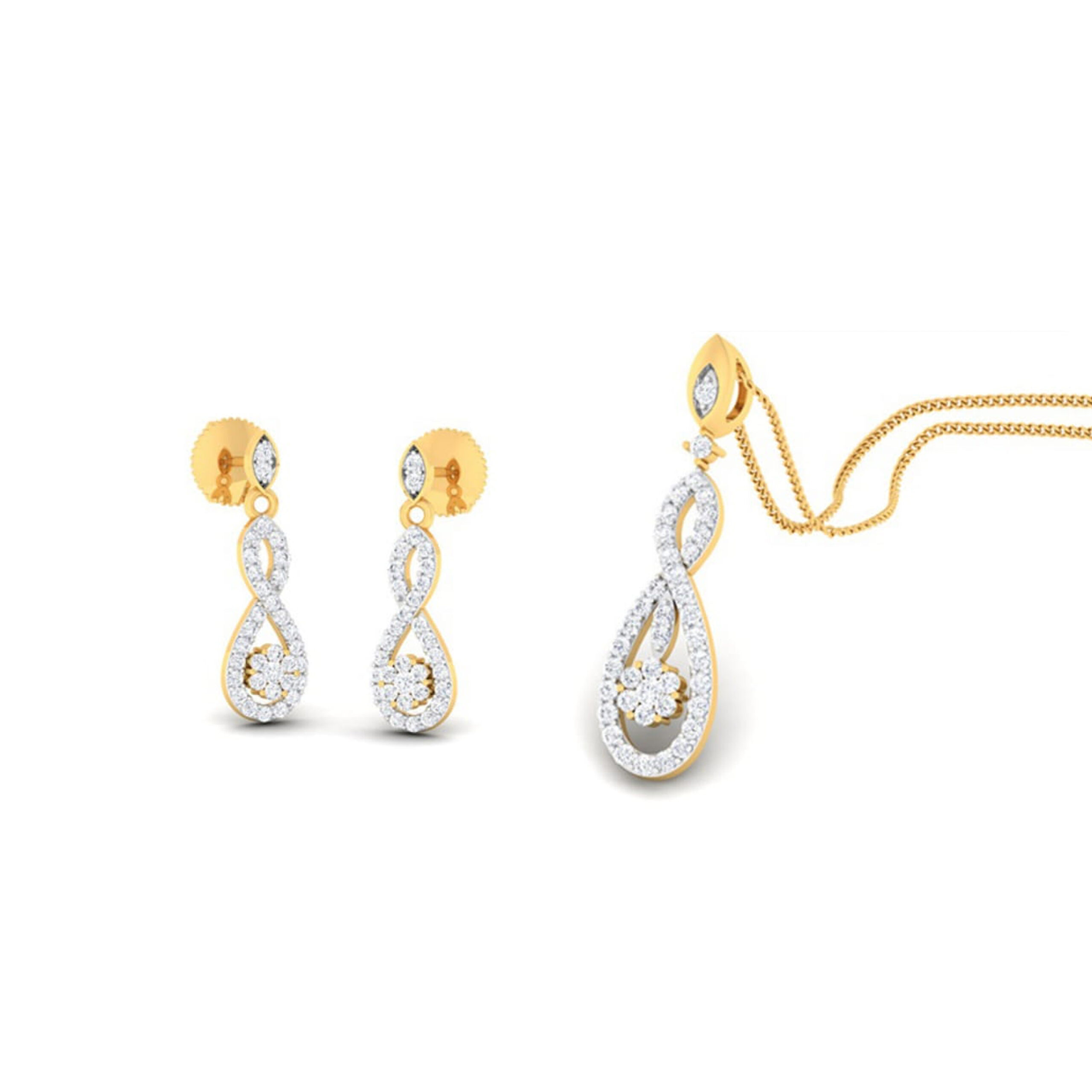 22k gold cz adele duo pendant set