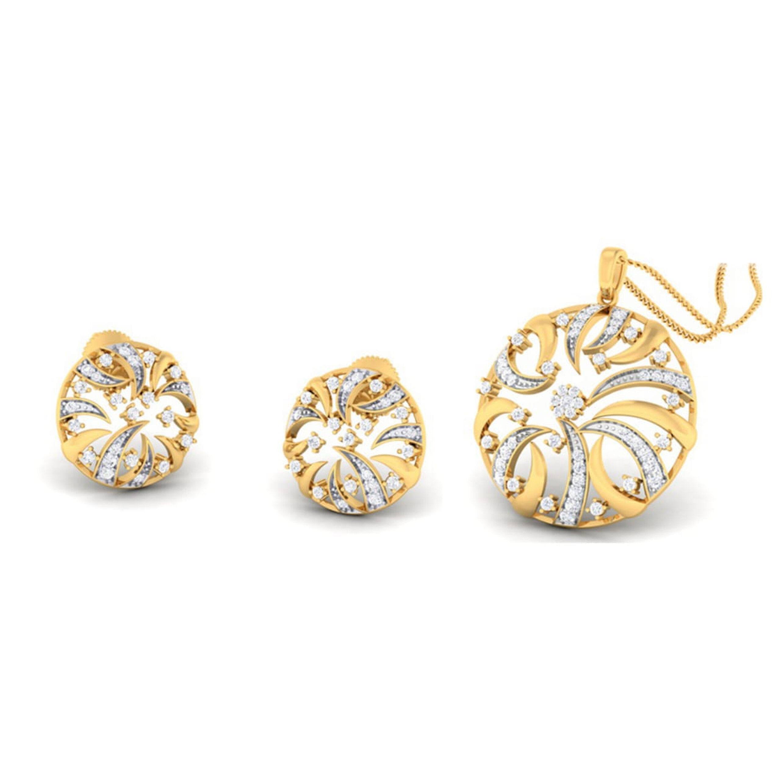 22k gold cz ecnoia pendant set