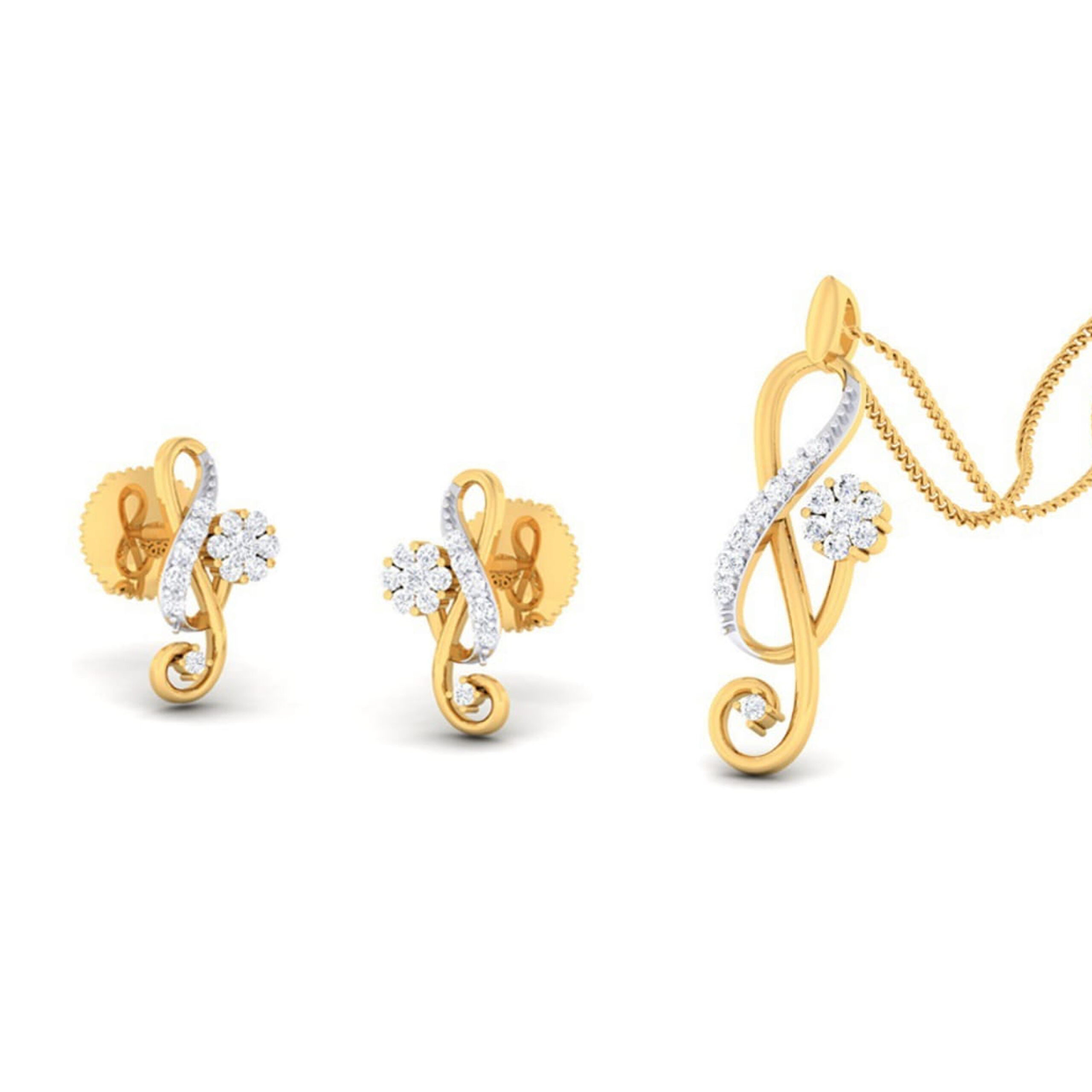 22k gold cz twerling pendant set