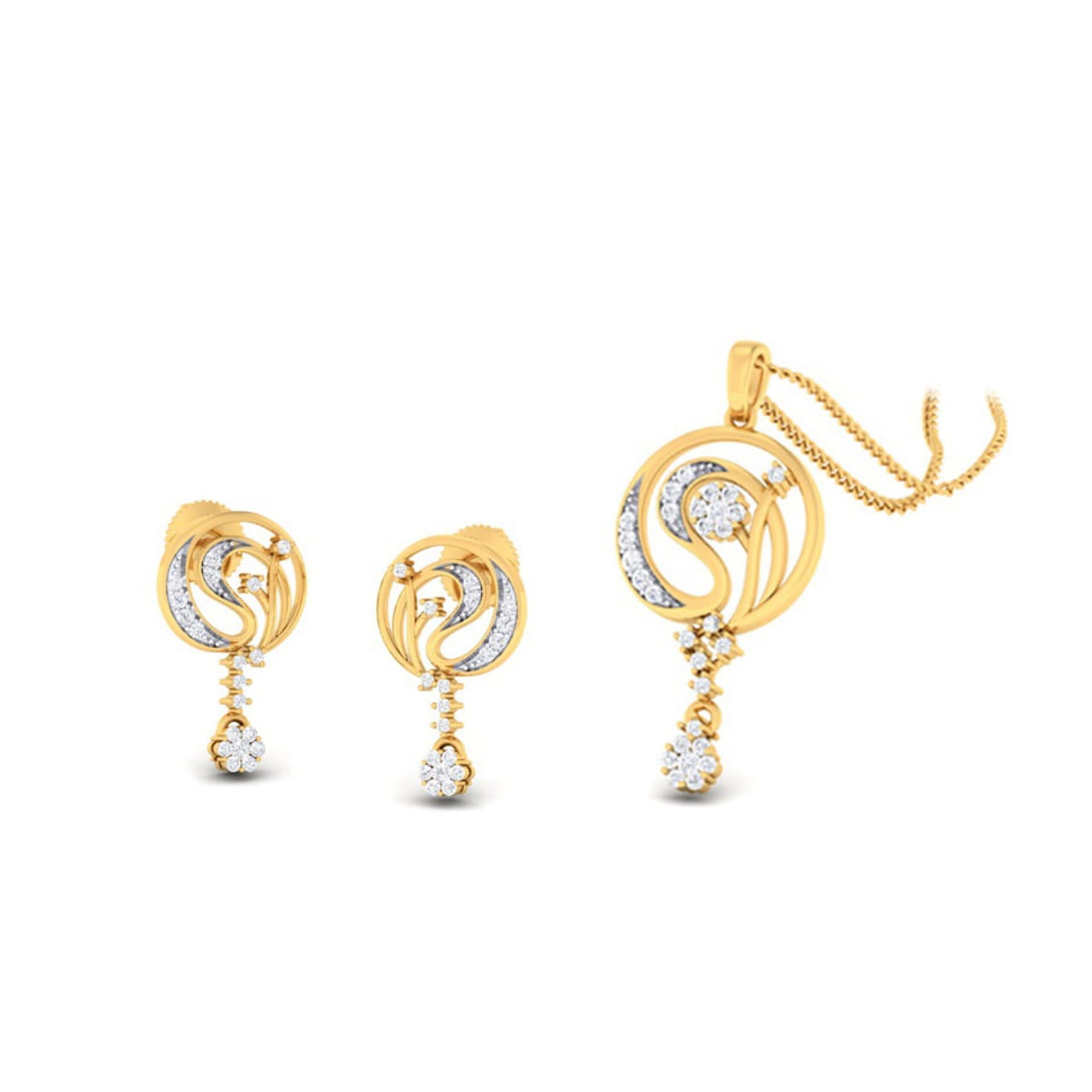 22k gold cz wondrous pendant set