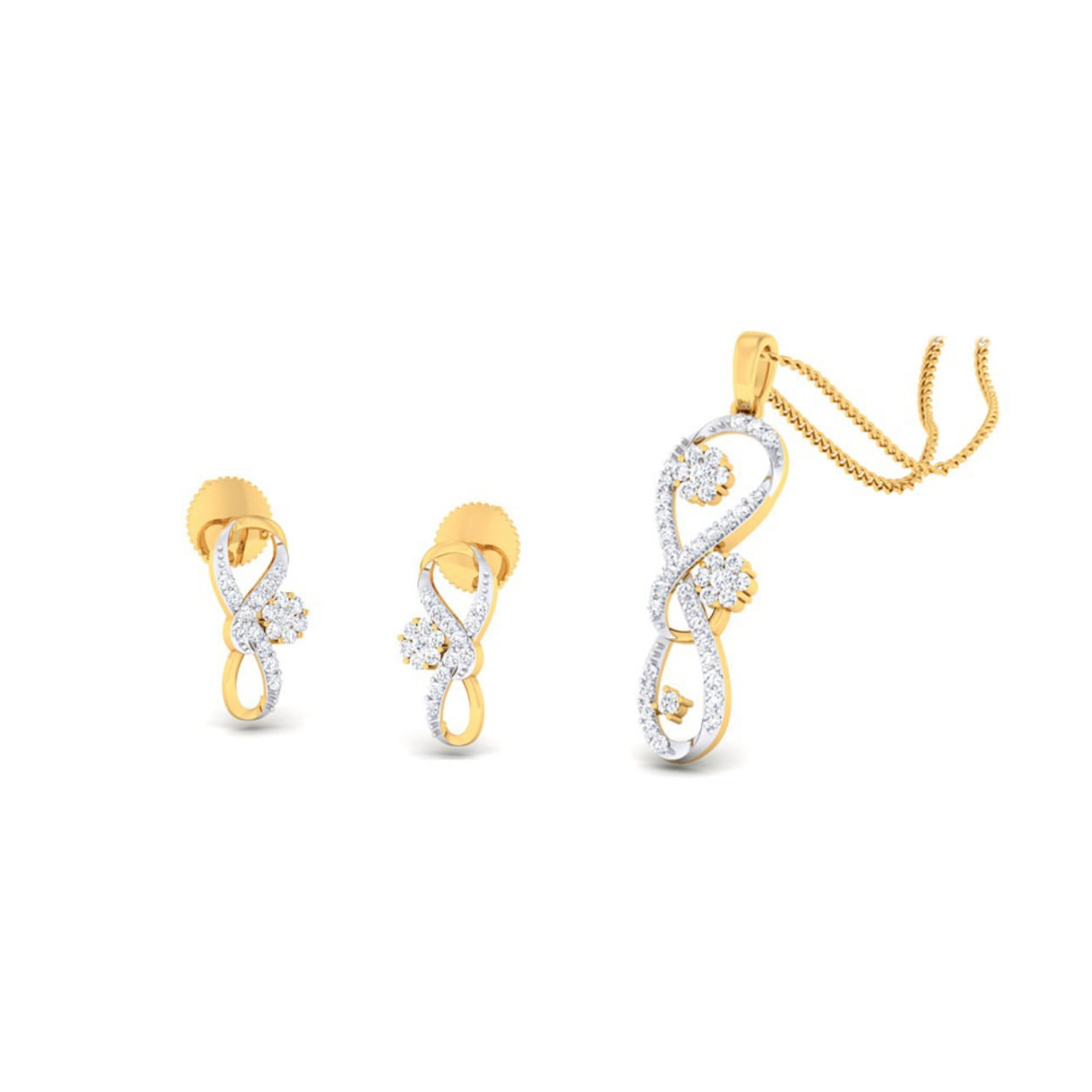 22k gold cz beautiful pendant set