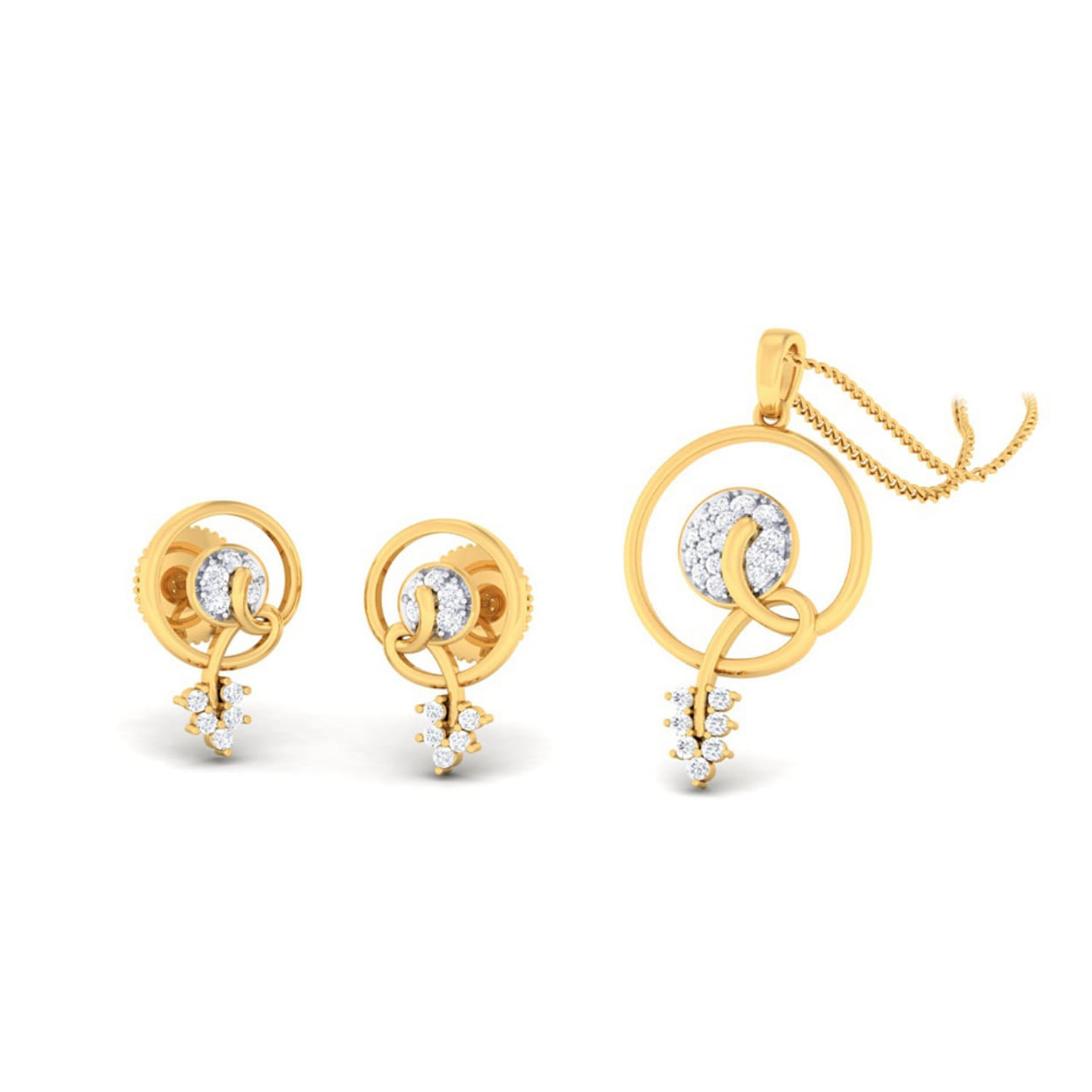 22k gold cz attractive pendant set