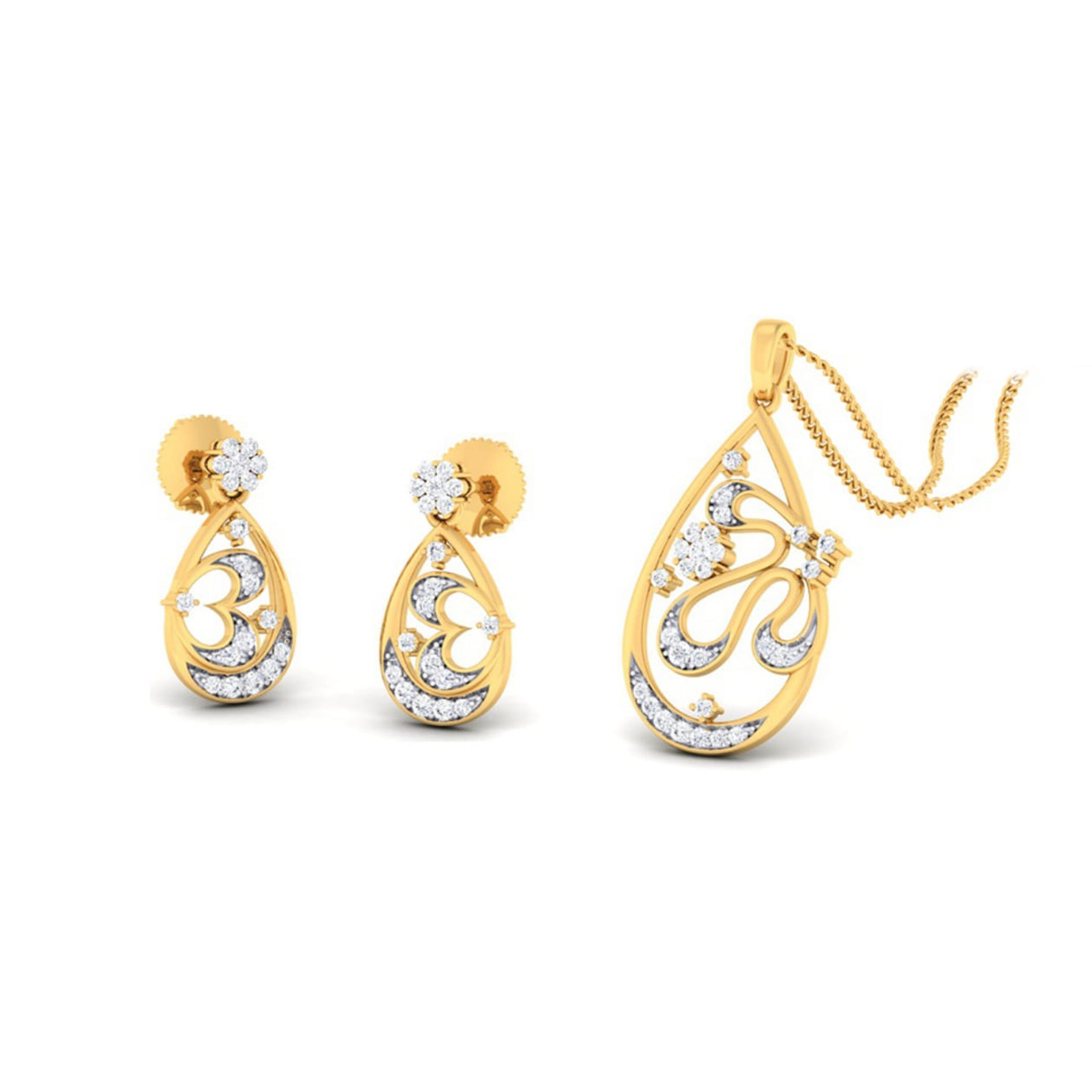 22k gold cz fabulous pendant set