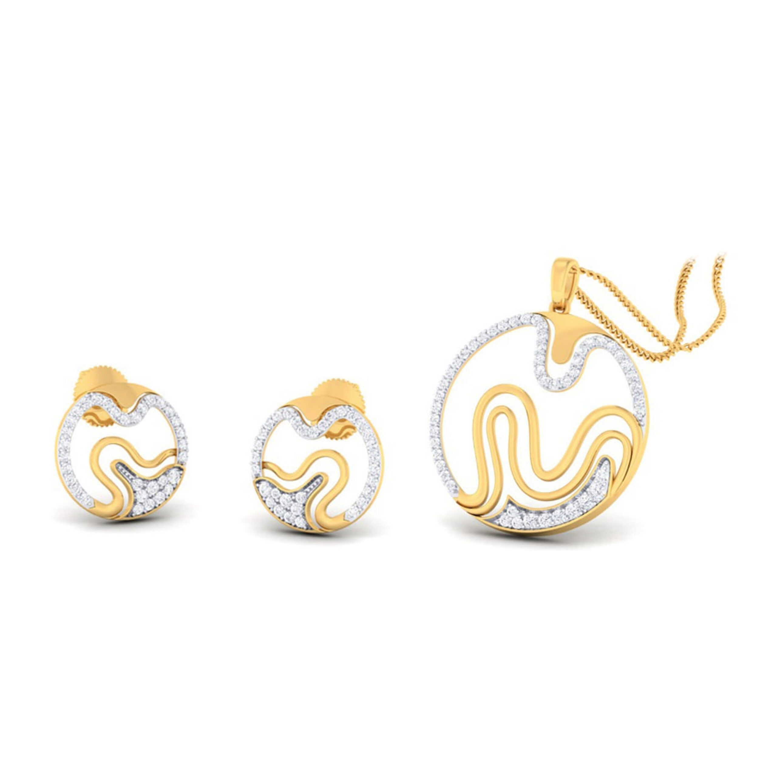 22k gold cz glorious pendant set