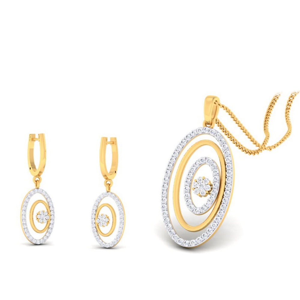 22k gold cz classic duo pendant set