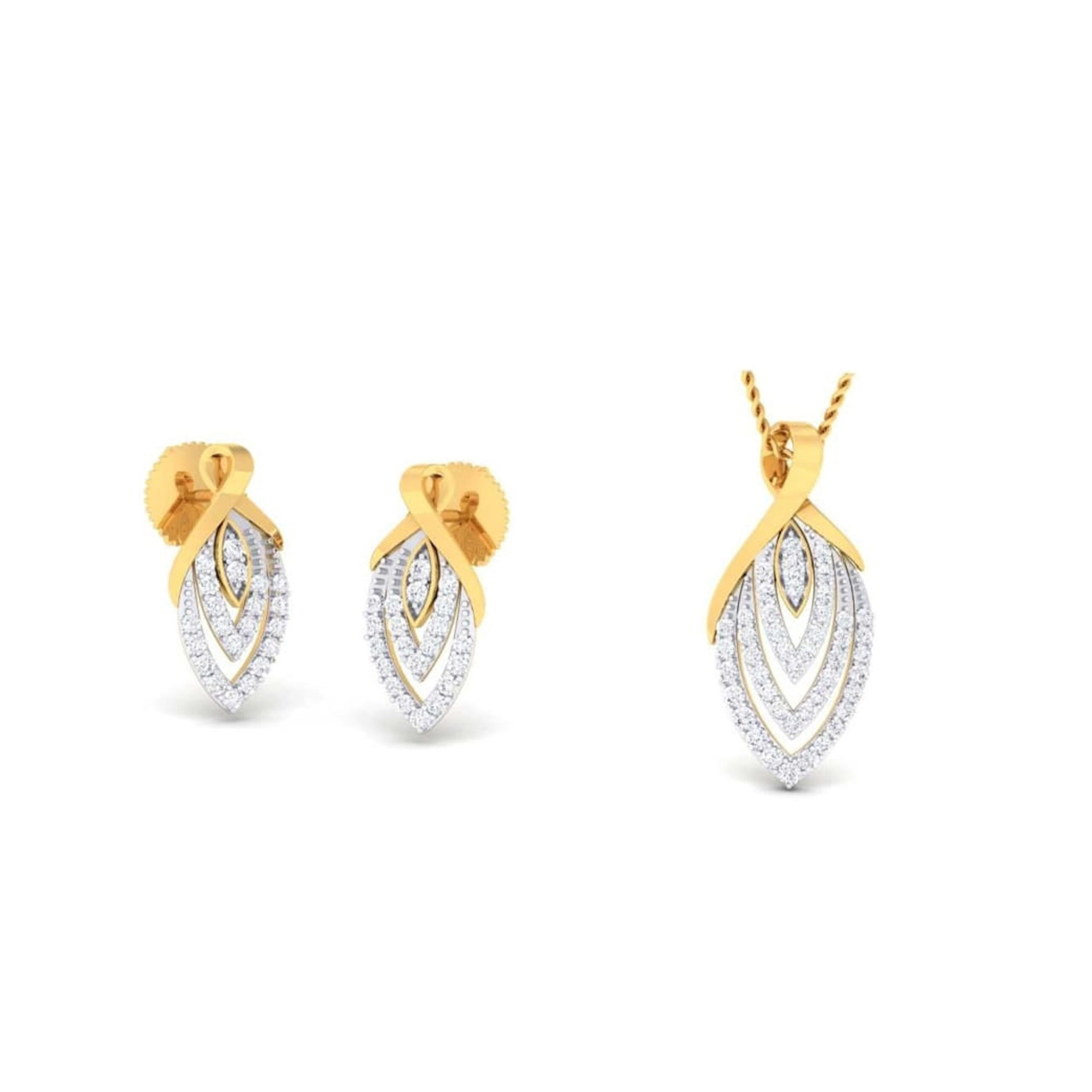 22k gold cz pretty pendant set