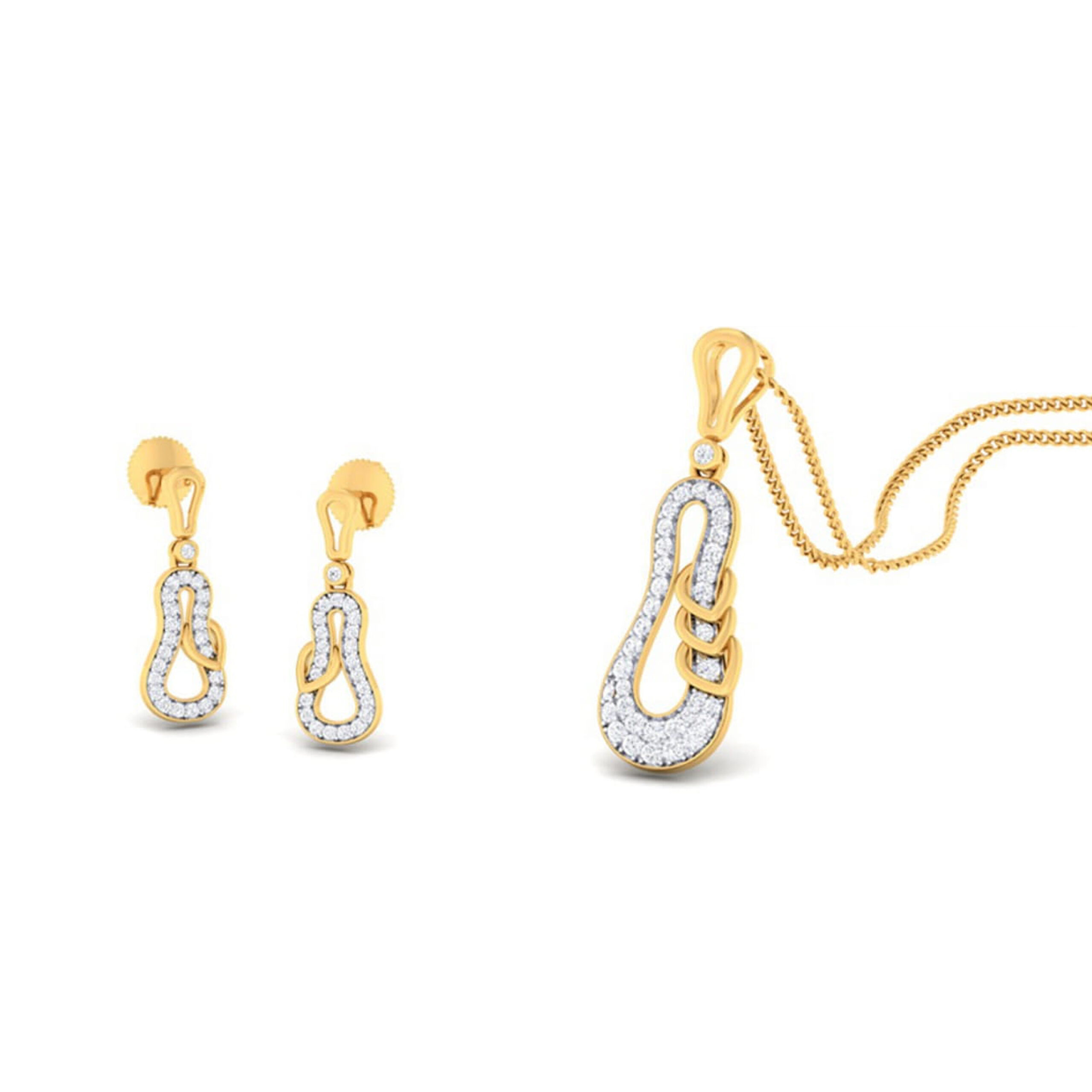 22k gold cz delicate pendant set