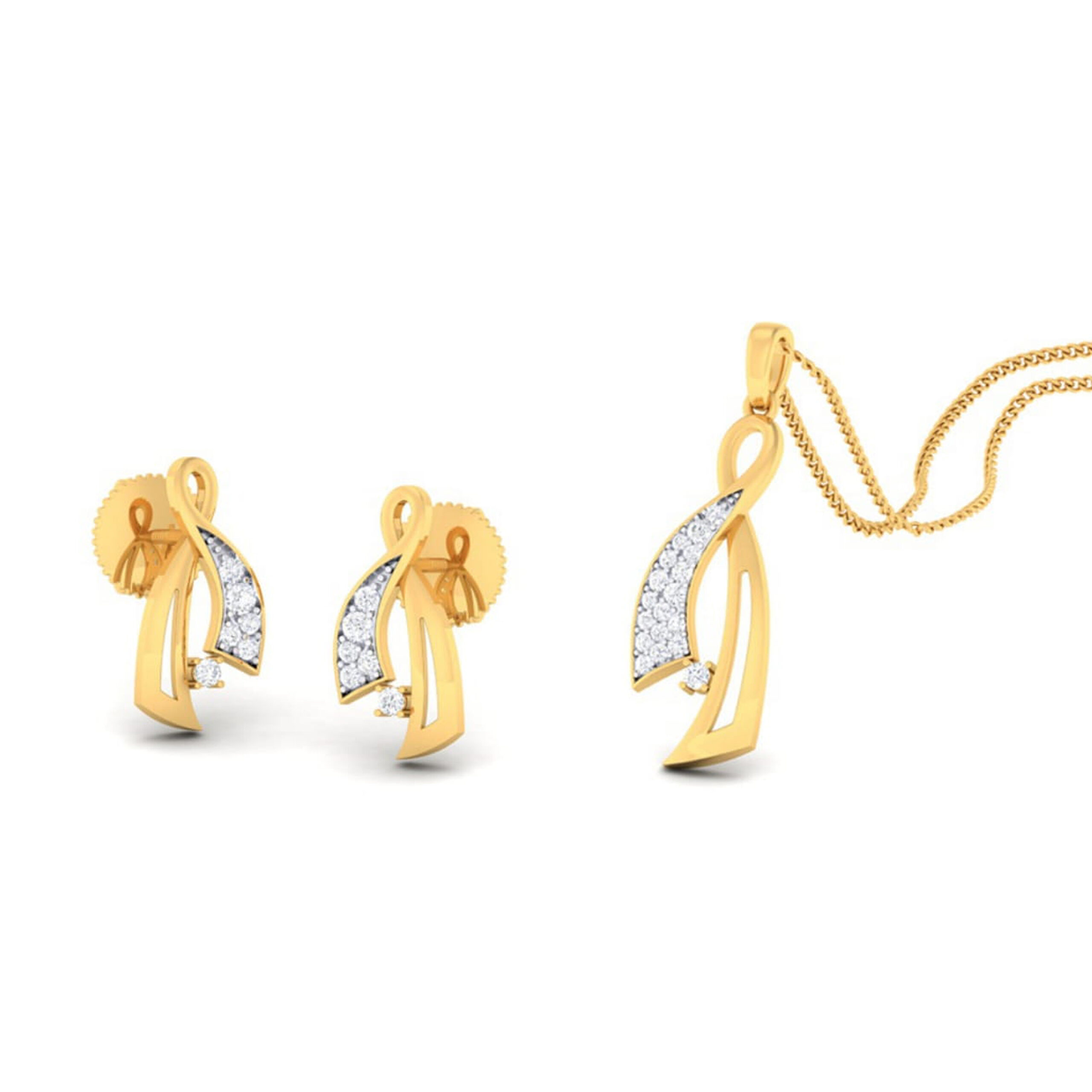 22k gold cz classy pendant set