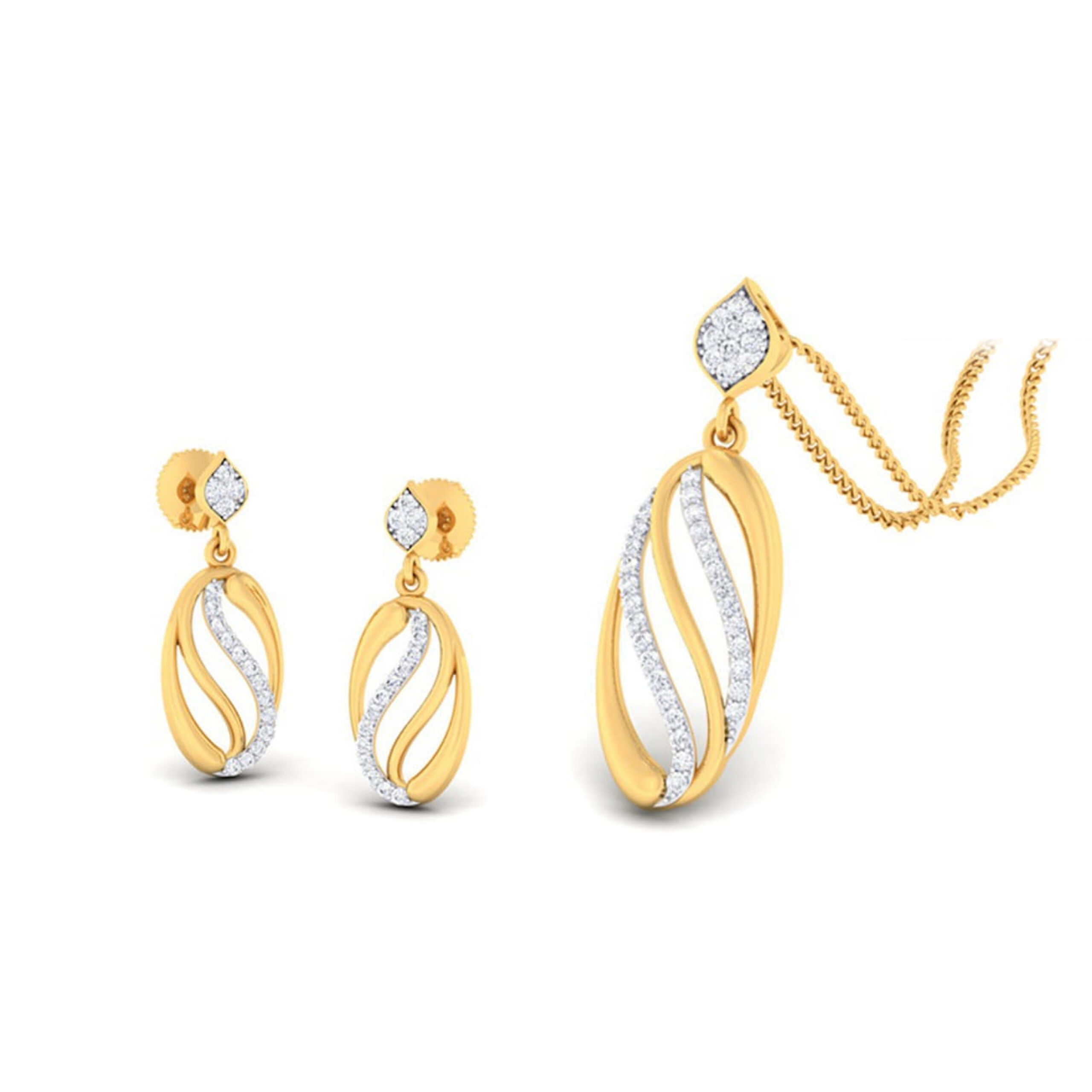22k gold cz unique pendant set