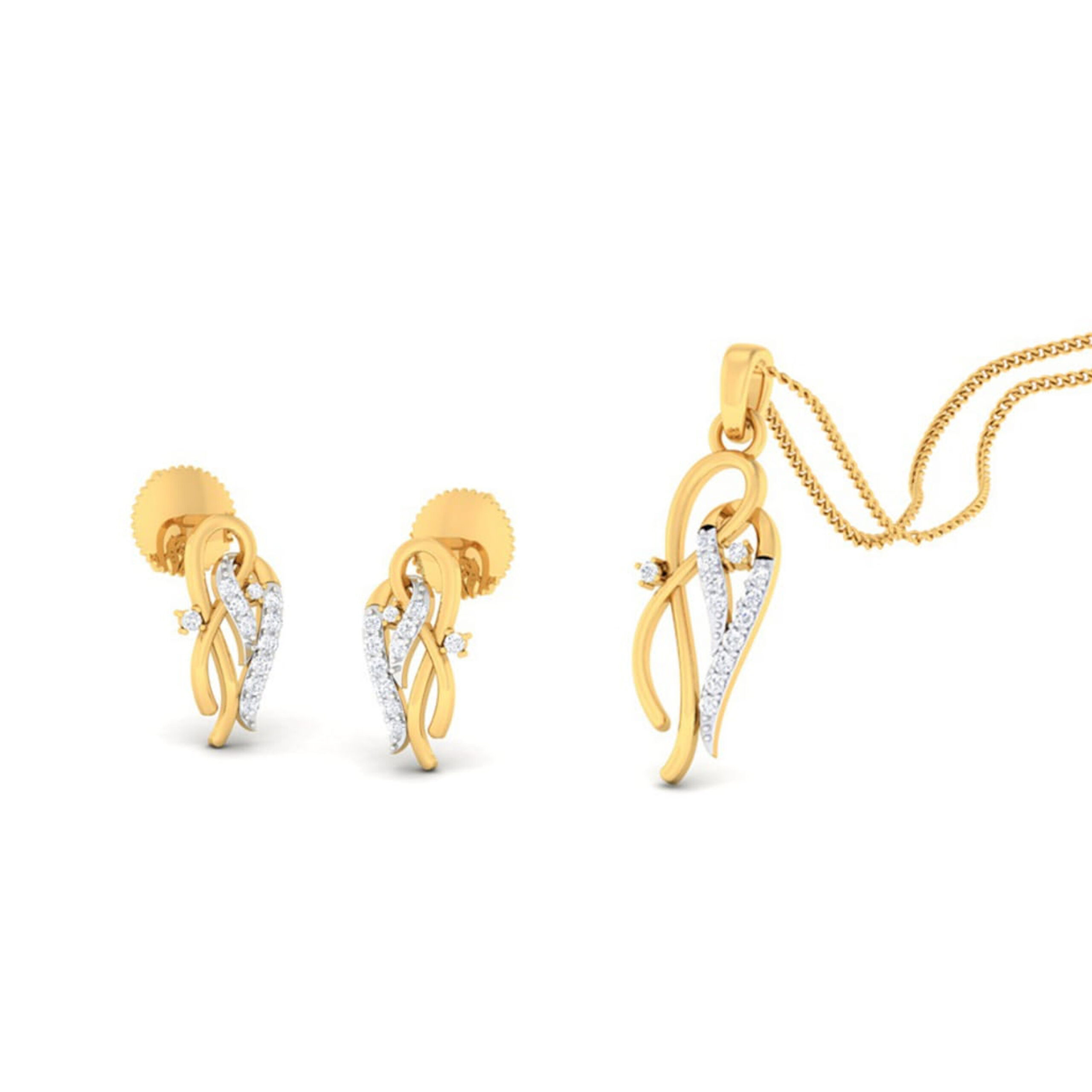 22k gold cz glorious pendant set