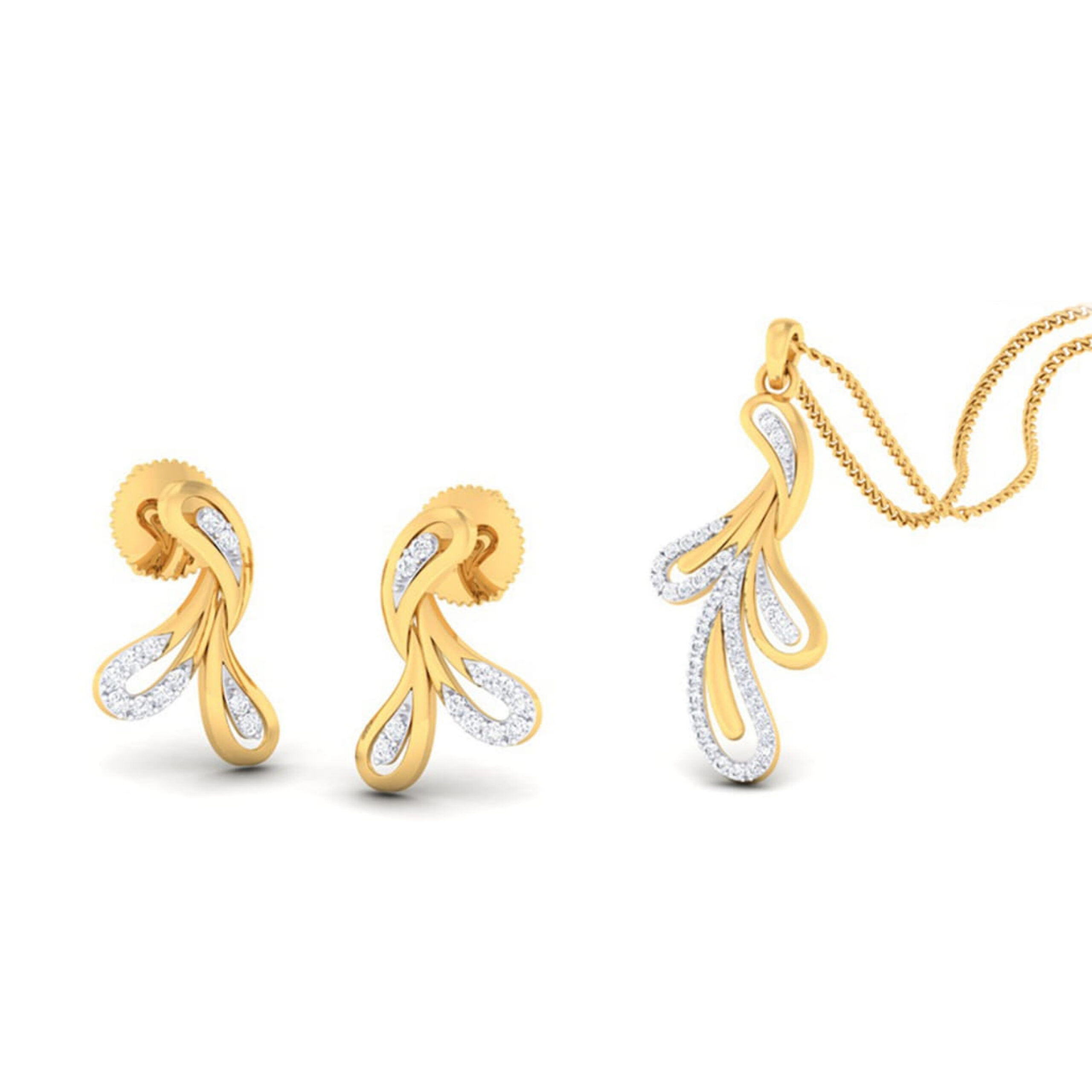 22k gold cz milly pendant set