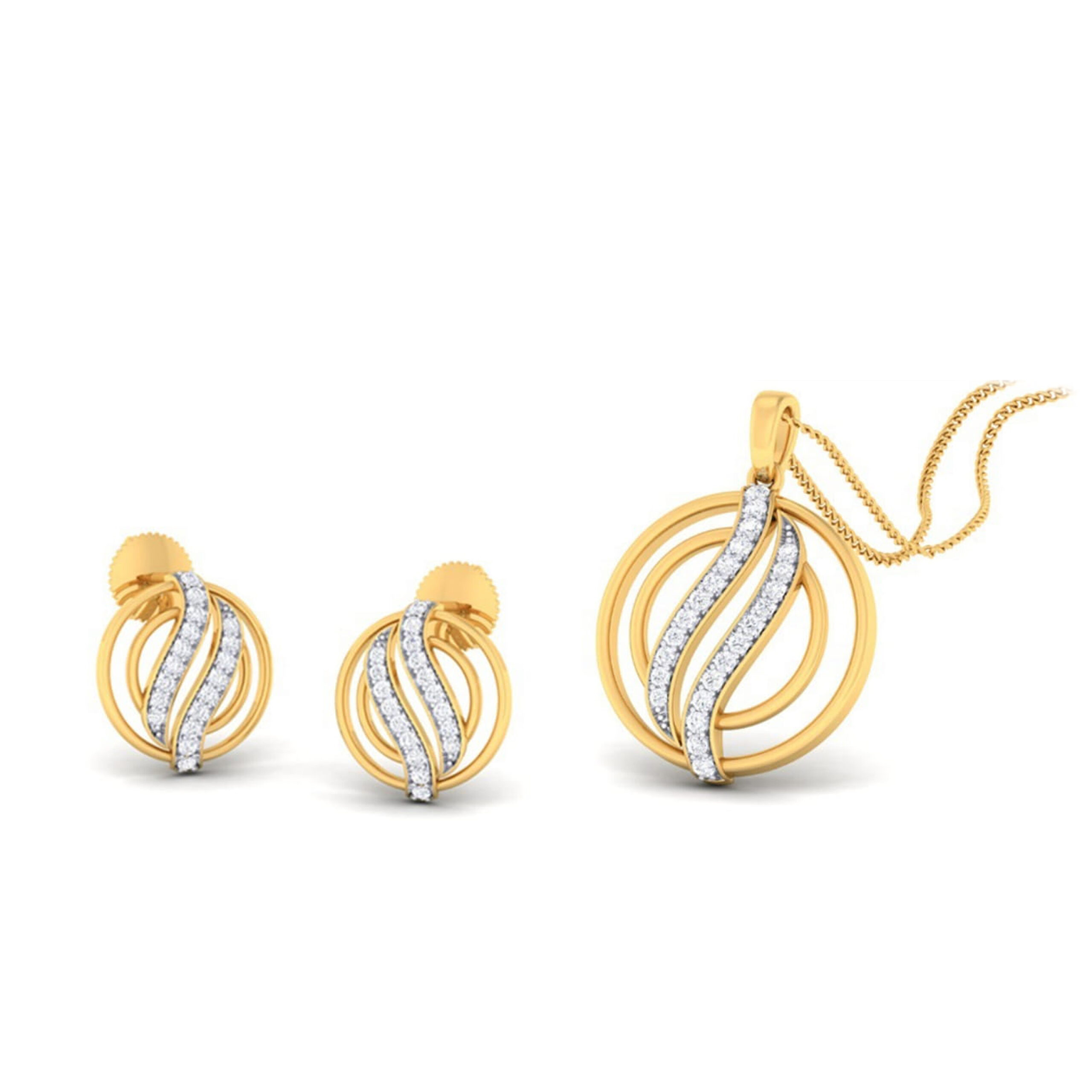 22k gold cz infinity pendant set