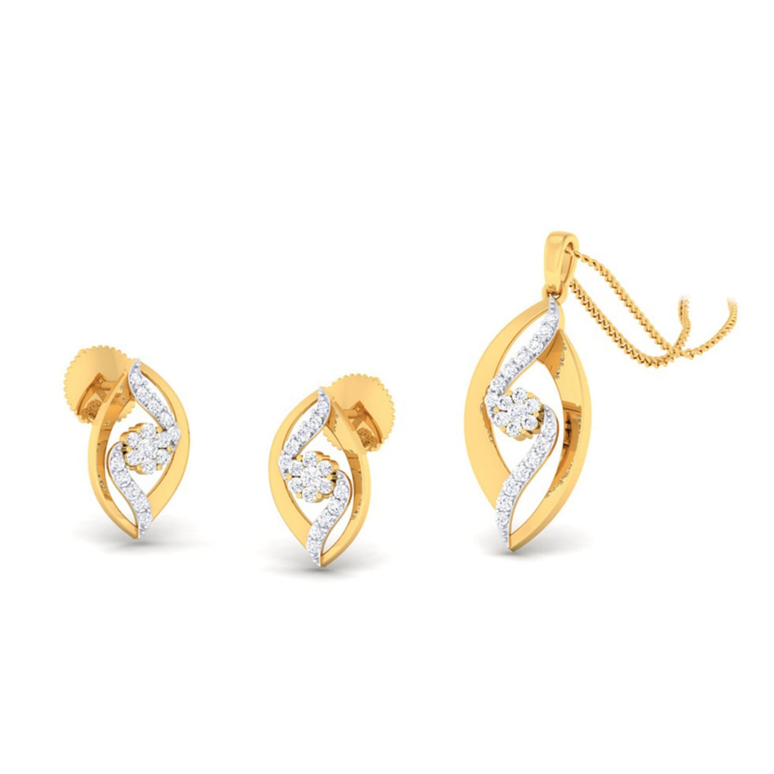 22k gold cz kavia pendant set