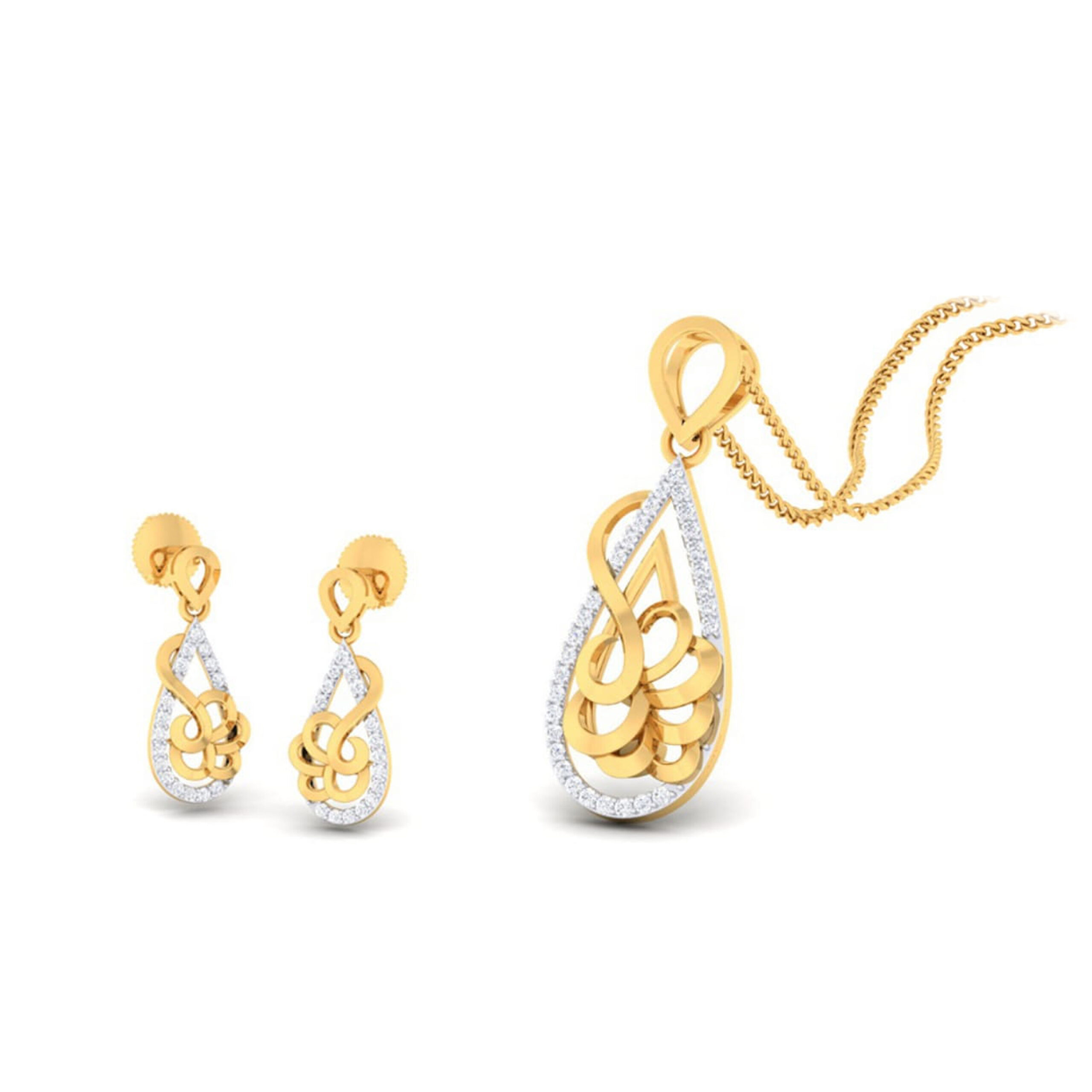 22k gold cz delicate pendant set