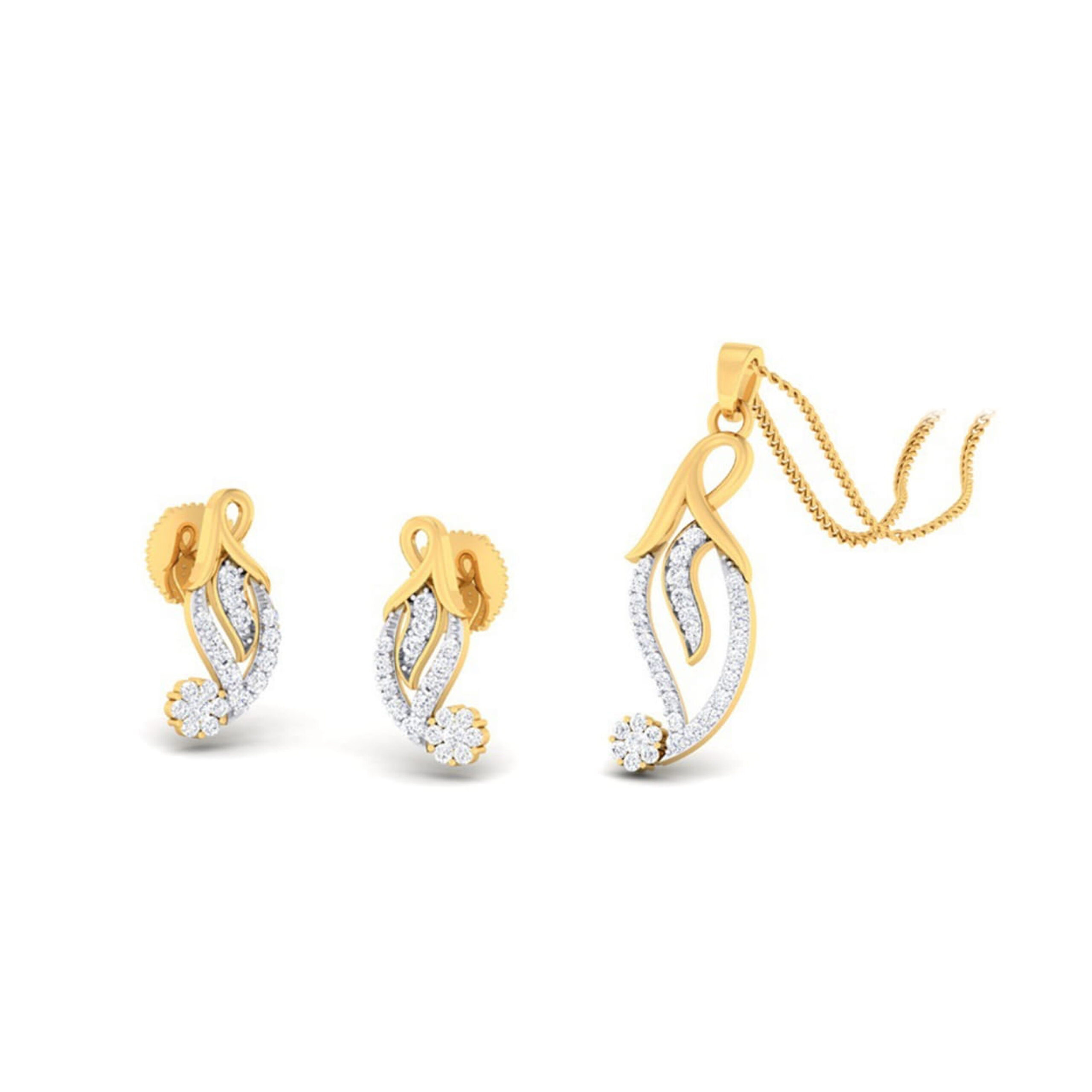 22k gold cz royal pendant set